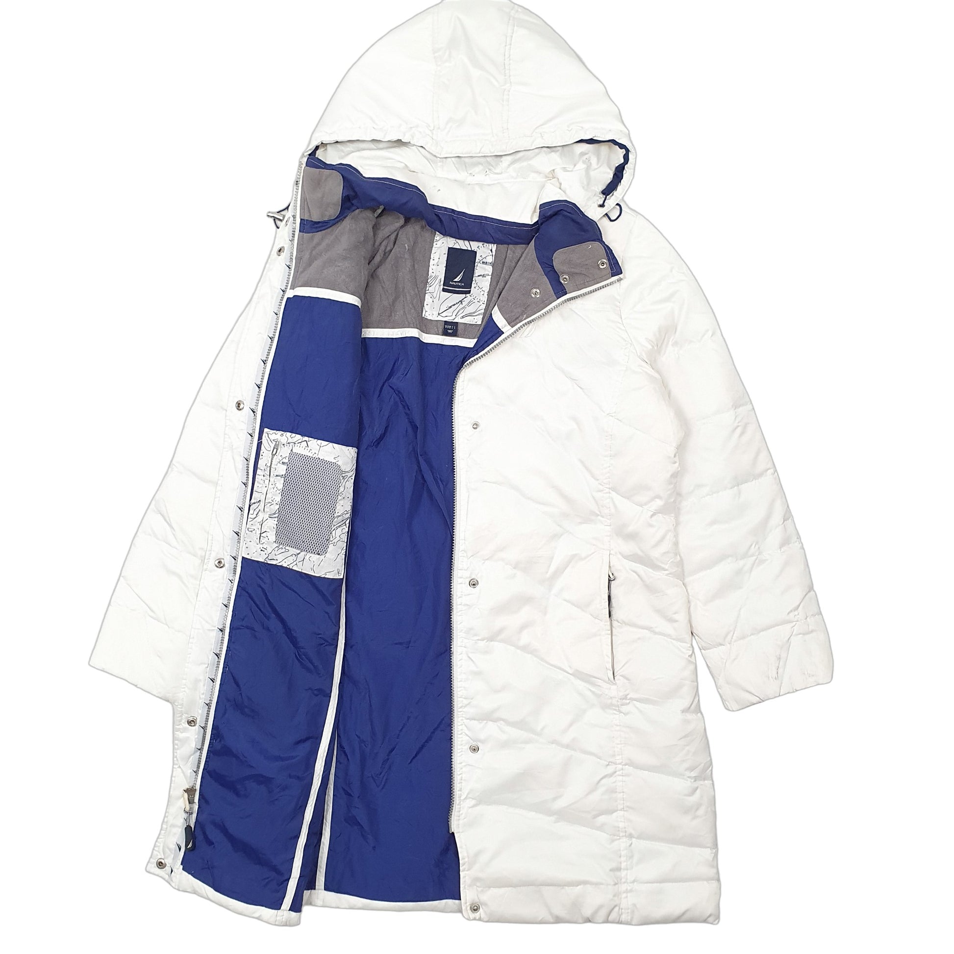 Womens White Nautica Longline Trench Puffer Jacket Coat
