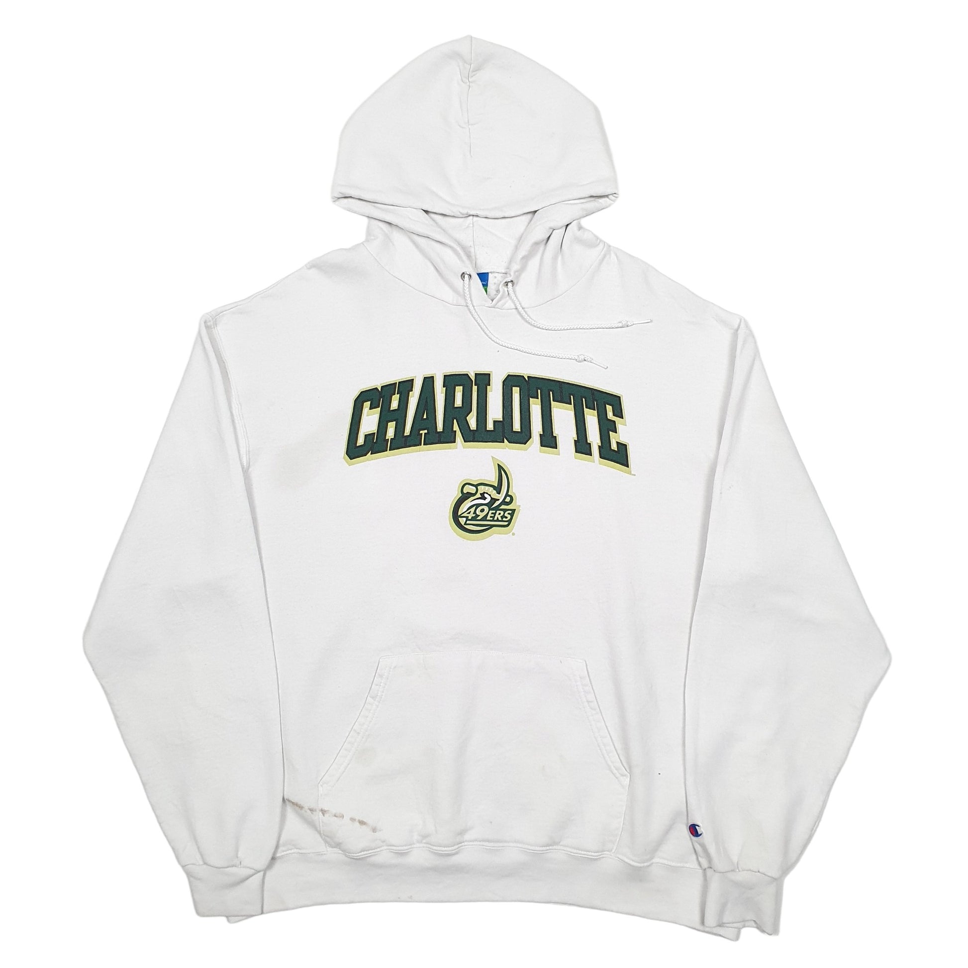 Mens White Champion Charlotte 49ers Hoodie Jumper