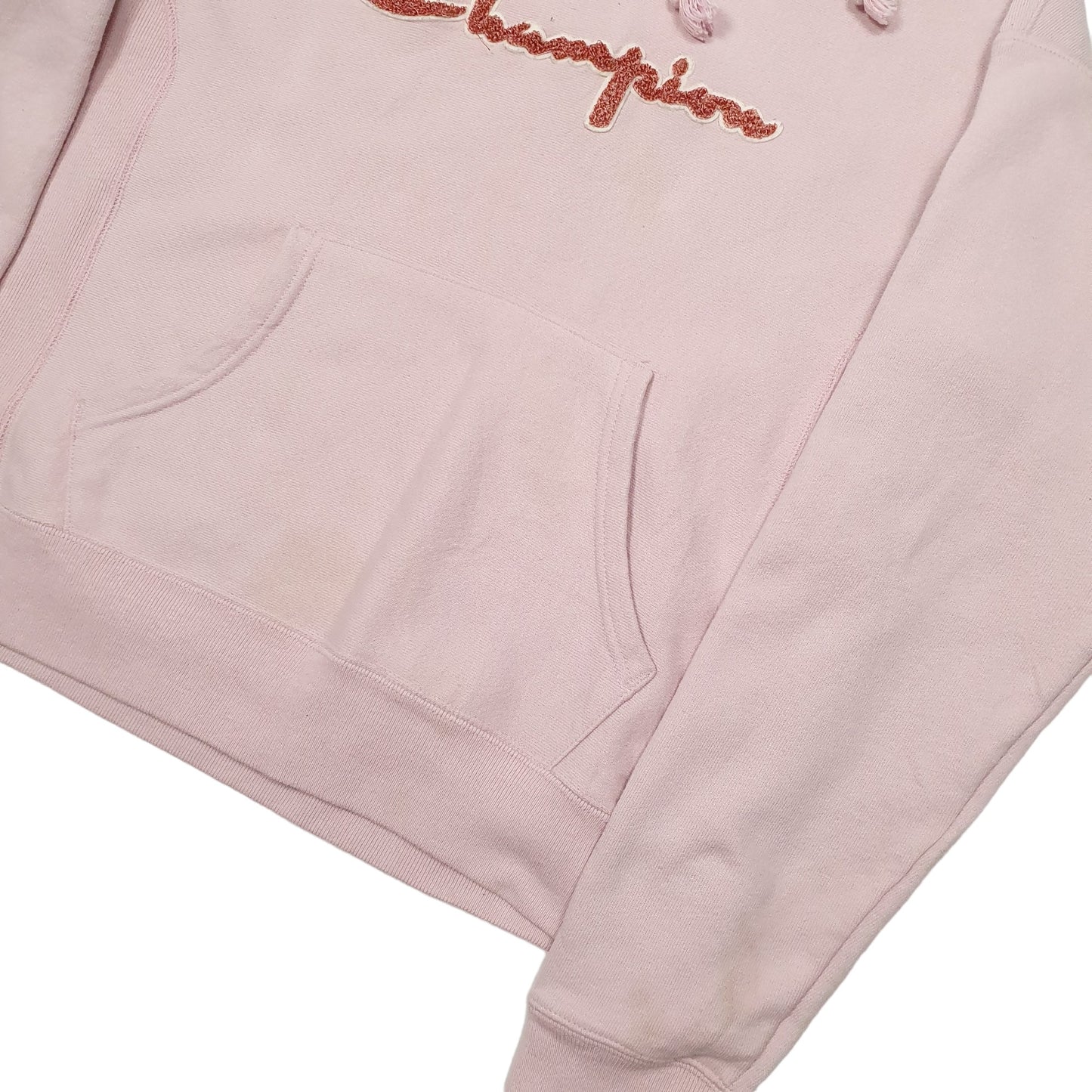 Womens Pink Champion Spellout Reverse Weave Hoodie Jumper