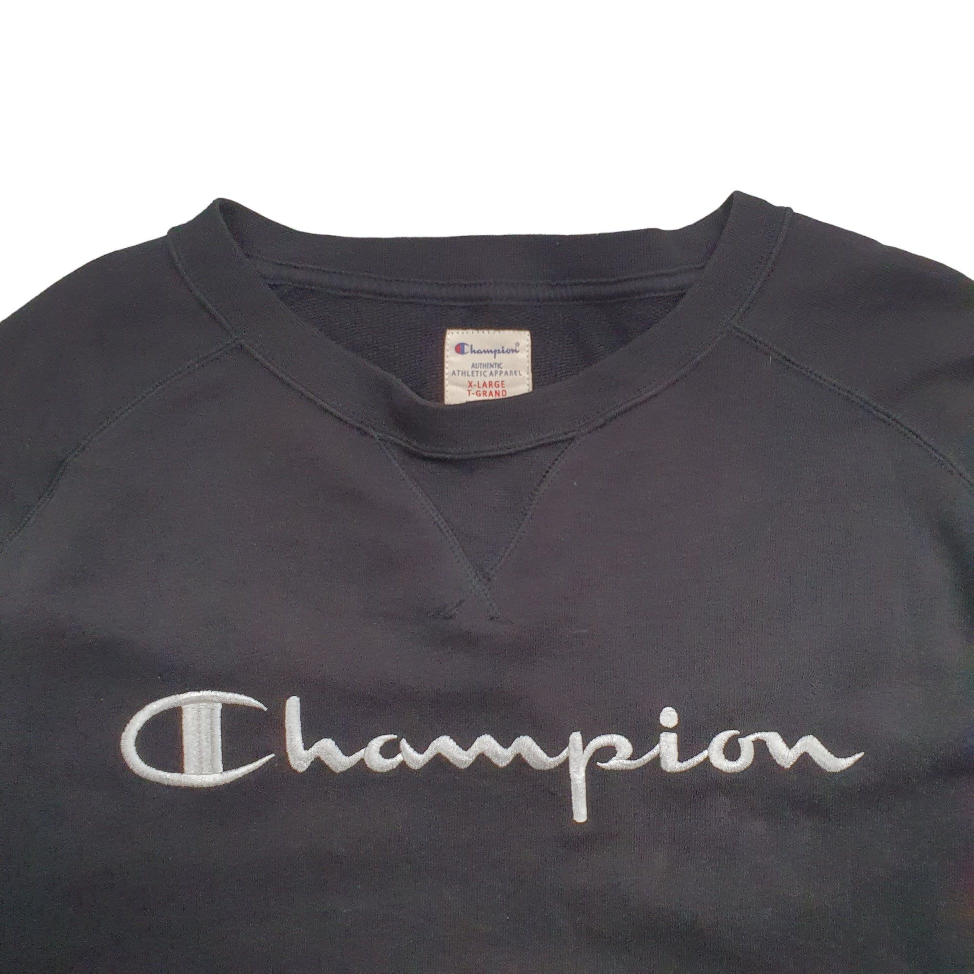 Mens Black Champion  Crewneck Jumper