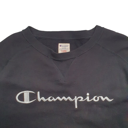 Mens Black Champion  Crewneck Jumper