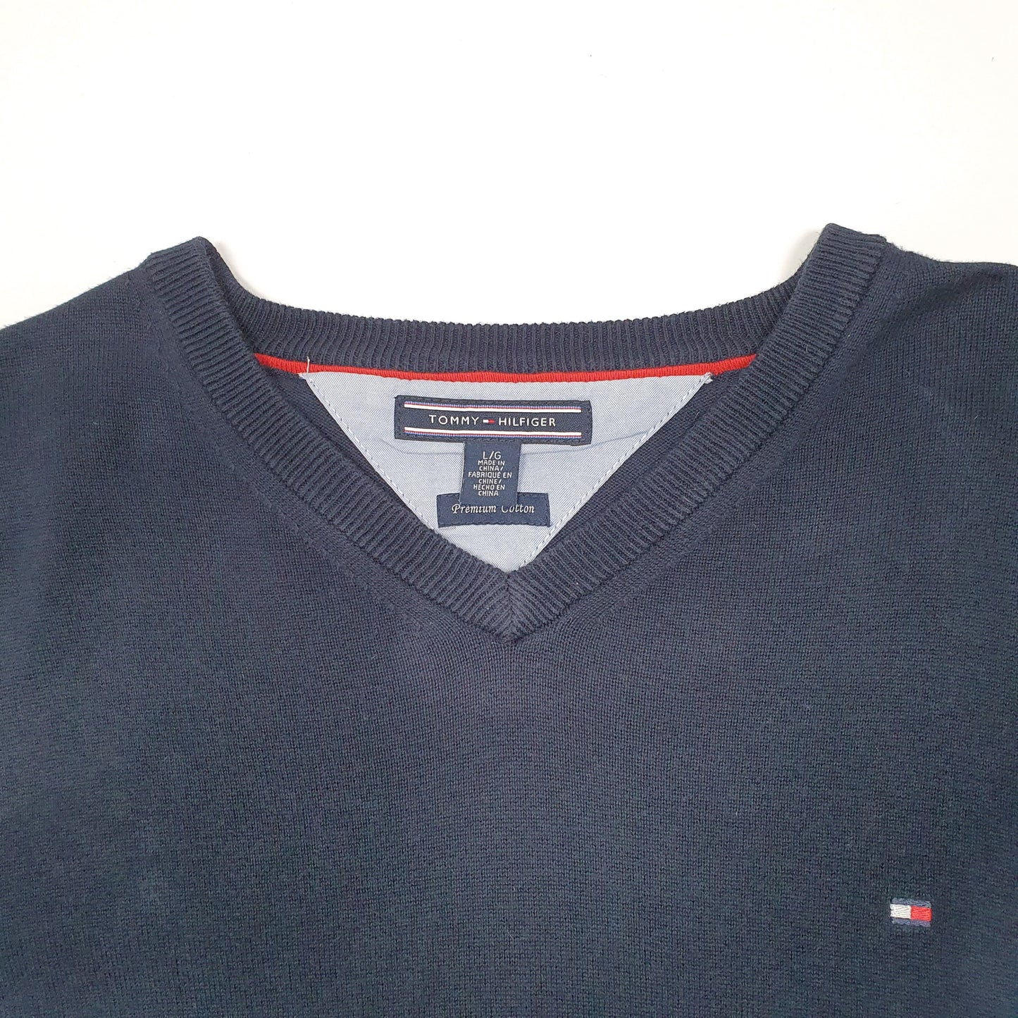 Mens Navy Tommy Hilfiger Knit V Neck Jumper
