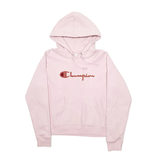 Womens Pink Champion Spellout Reverse Weave Hoodie Jumper