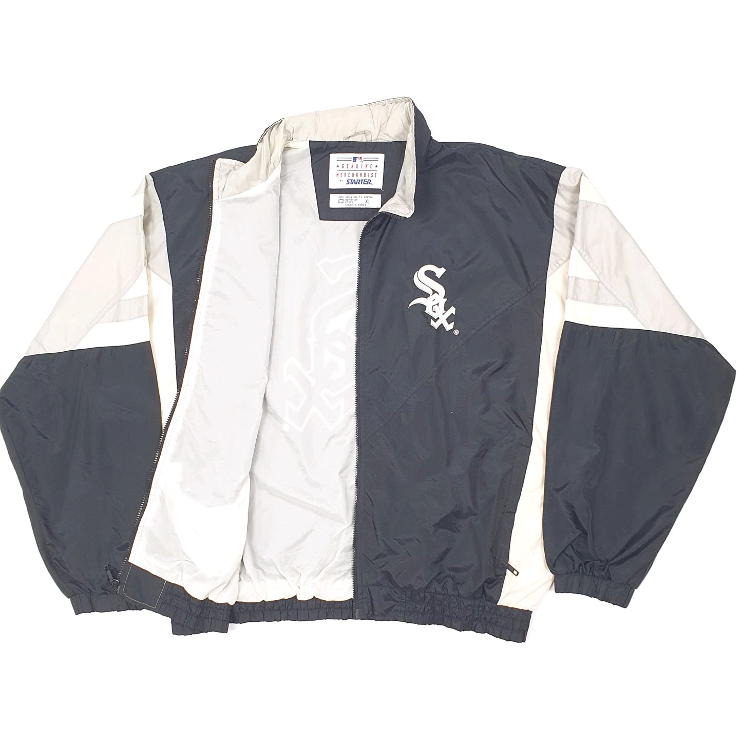 Mens Black Starter MLB Chicago White Sox Vintage  Coat