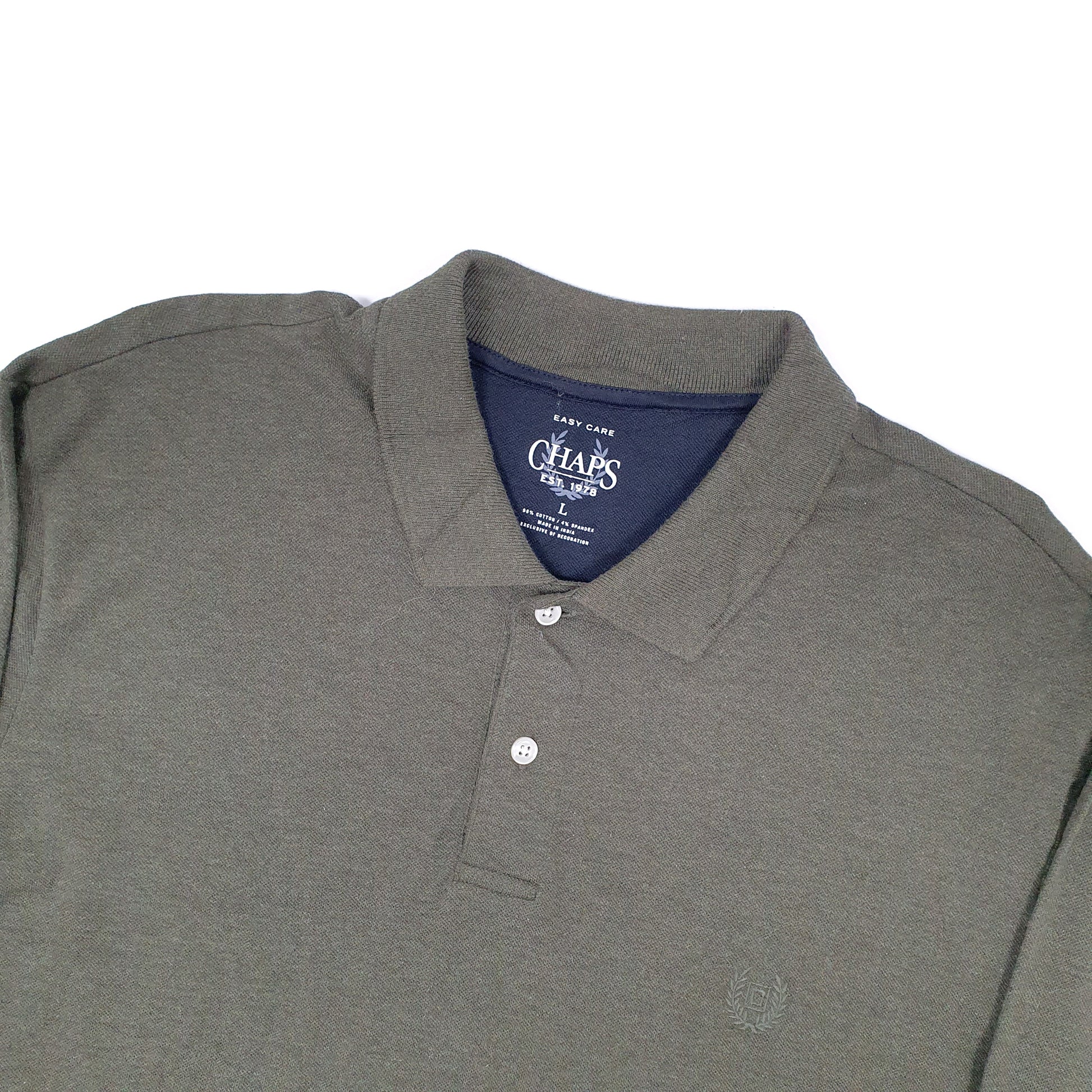 Chaps Long Sleeve Polo Shirt Khaki