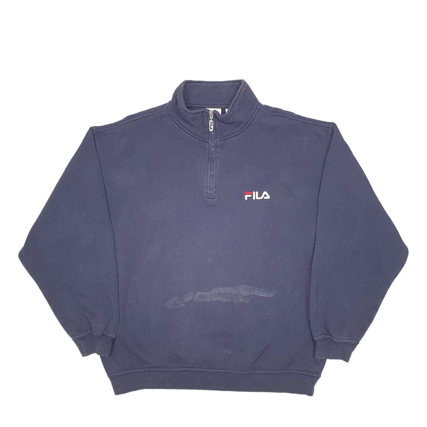 Mens Navy Fila Spellout Quarter Zip Jumper