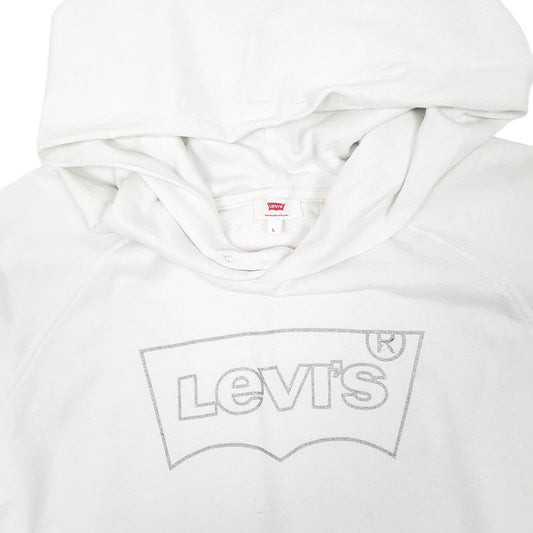 Womens White Levis Spellout Hoodie Jumper