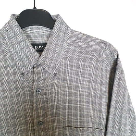 Hugo Boss Long Sleeve Regular Fit Check Shirt Grey