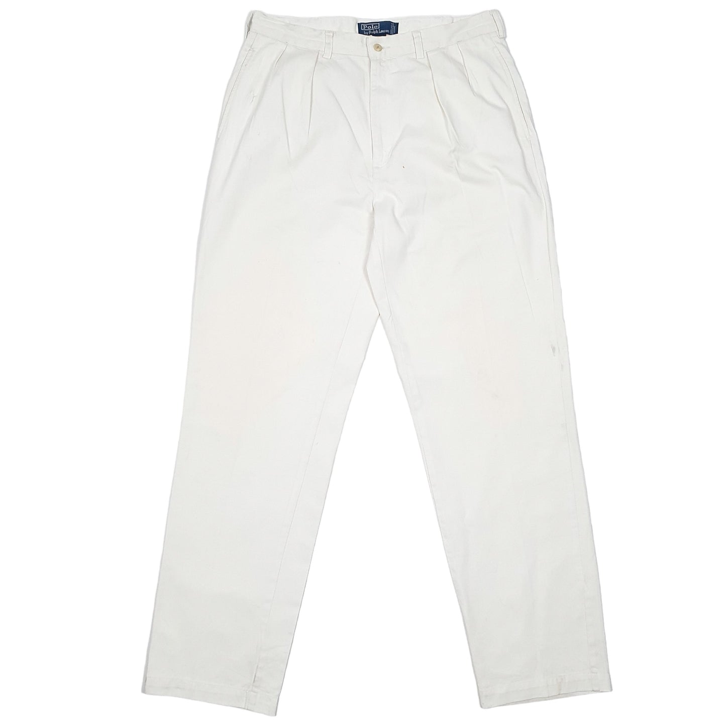 Mens Cream Polo Ralph Lauren Andrew Pant Double Pleated Chino Trousers