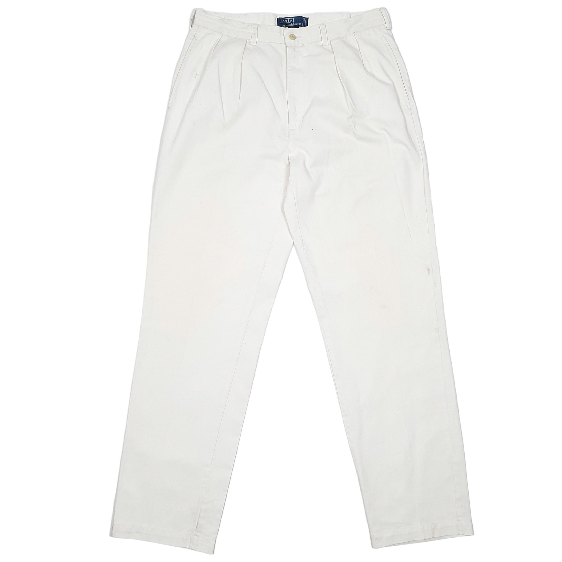 Mens Cream Polo Ralph Lauren Andrew Pant Double Pleated Chino Trousers