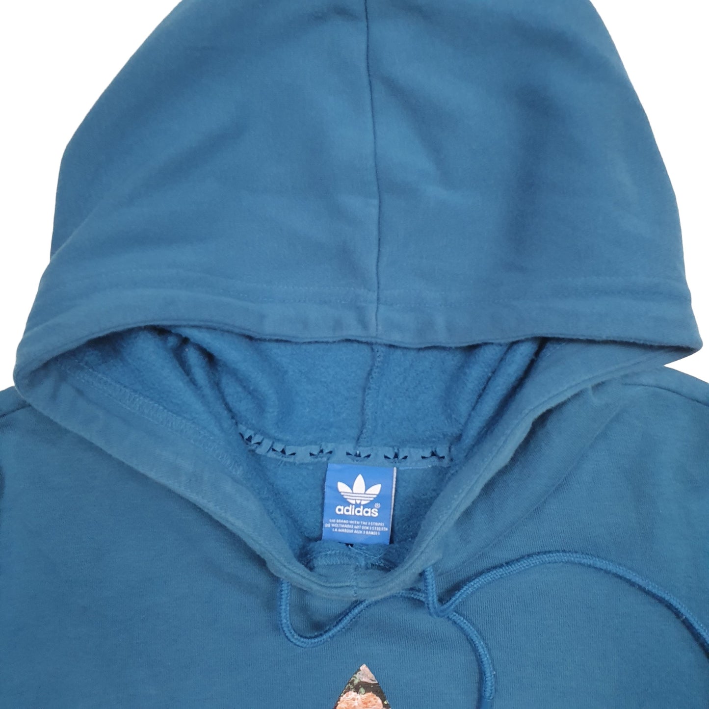Womens Blue Adidas Spellout Hoodie Jumper