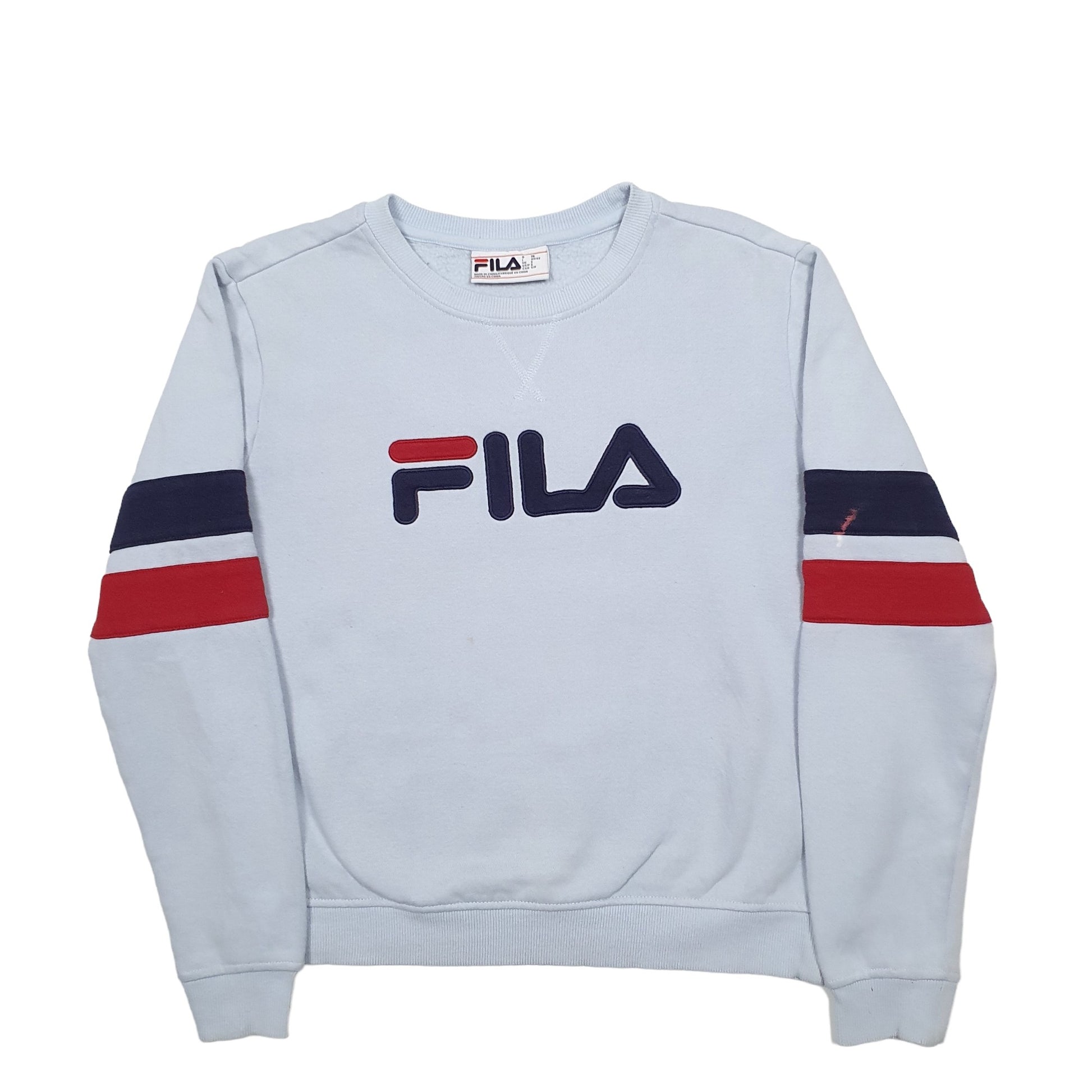 Mens Blue Fila Spellout Crewneck Jumper
