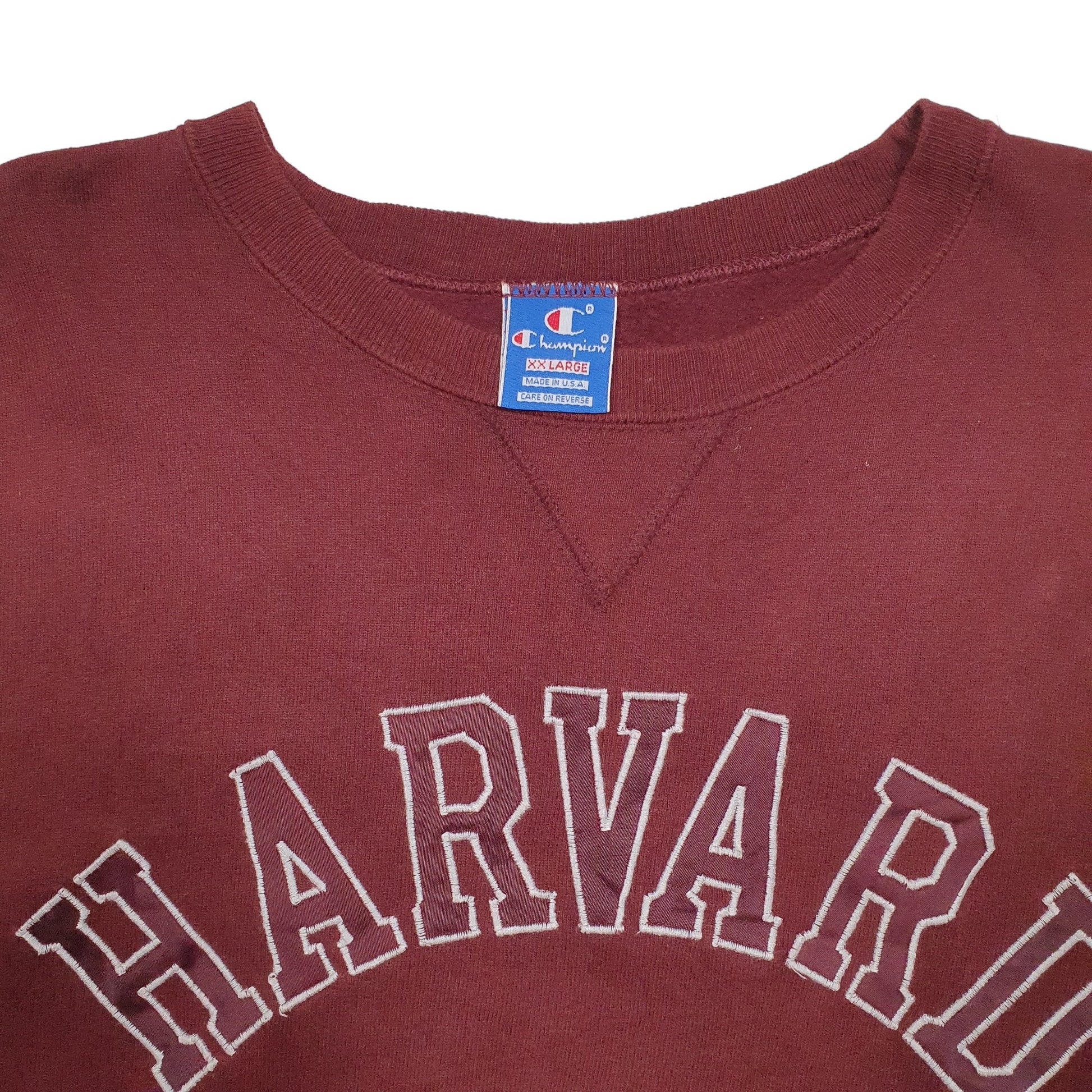 Mens Burgundy Champion 1980s USA College Harvard Vintage Crewneck Jumper