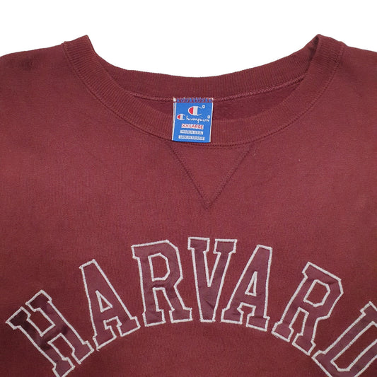 Mens Burgundy Champion 1980s USA College Harvard Vintage Crewneck Jumper