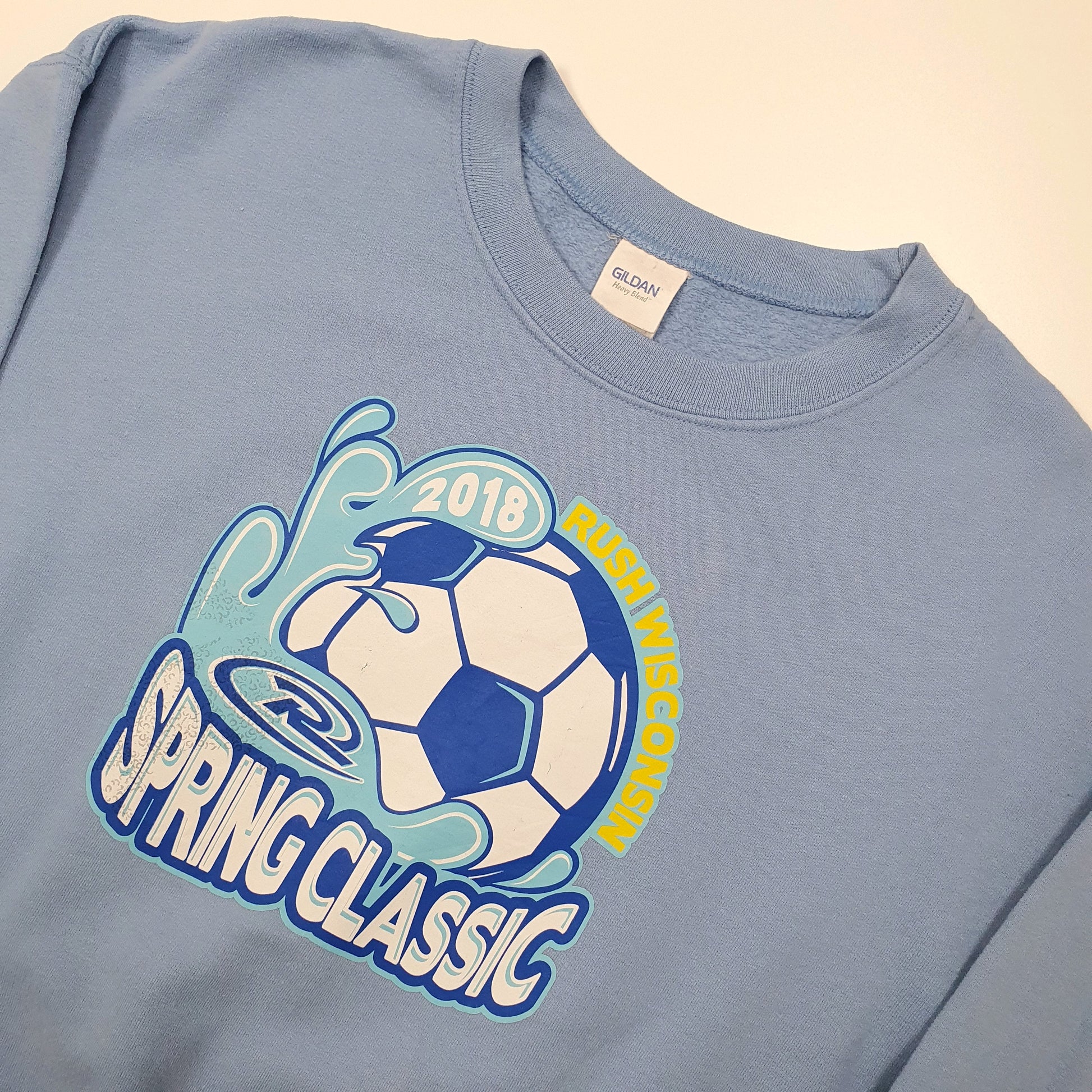 Gildan Spring Classic Soccer Crewneck M Blue