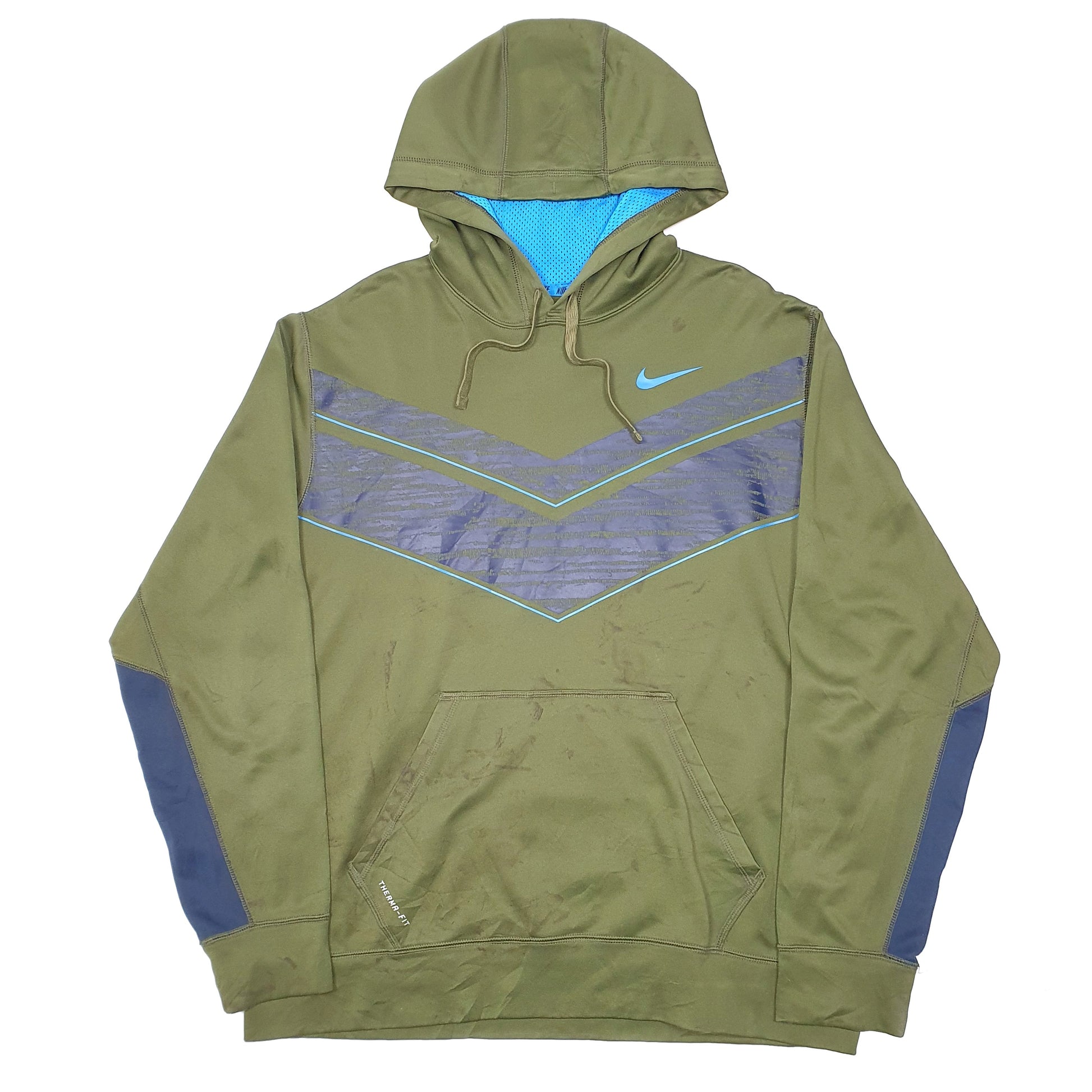 Mens Khaki Nike Active Workout Gym Therma Fit Hoodie Jumper