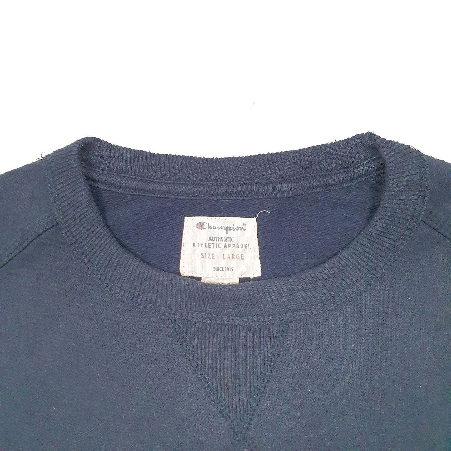 Womens Navy Champion Script Spellout Crewneck Jumper