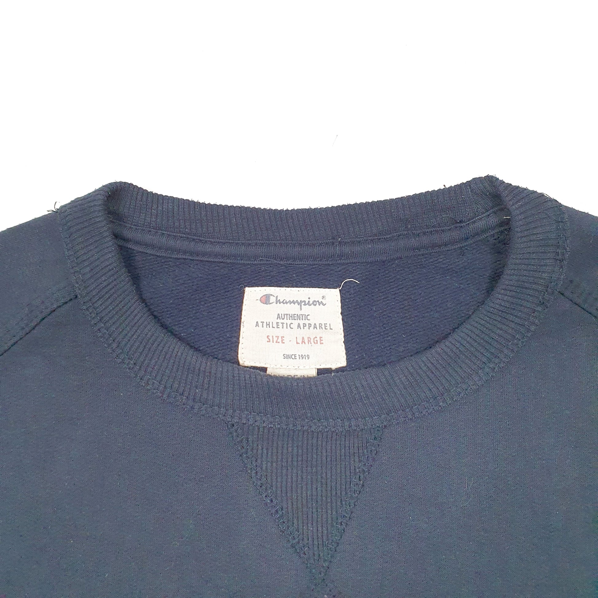 Womens Navy Champion Script Spellout Crewneck Jumper