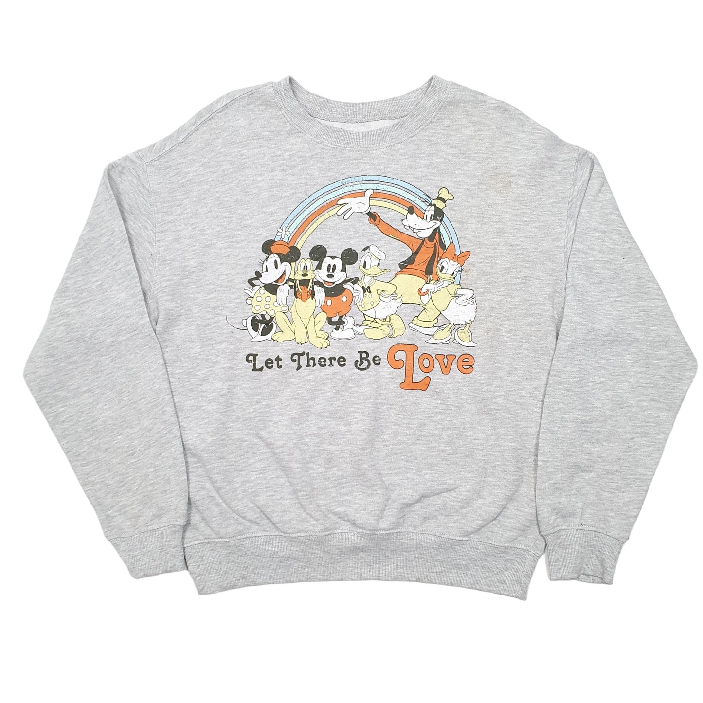 Mens Grey Disney Mickey Mouse Minnie Pluto Goofy Donald Daisy Love Pals Crewneck Jumper