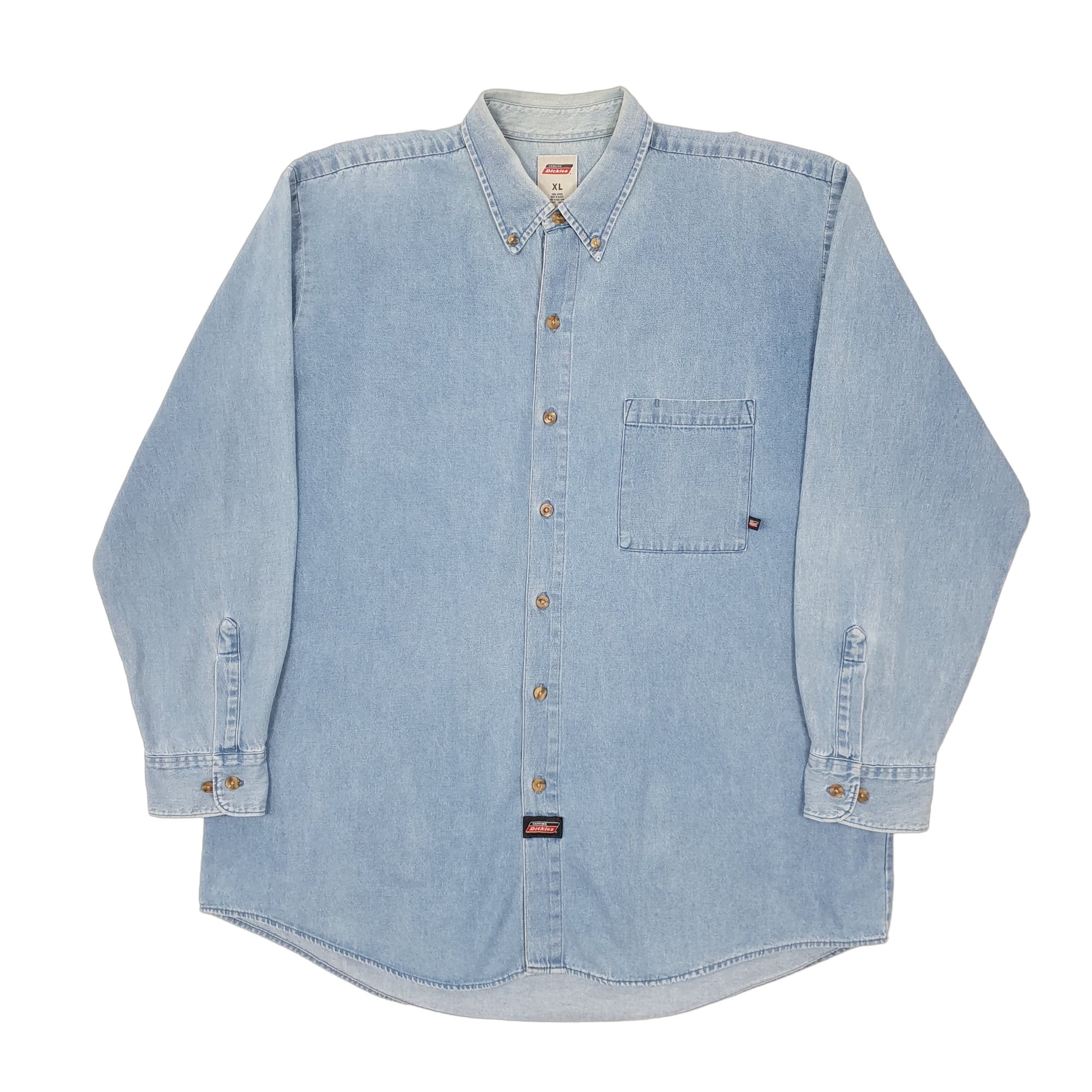 Mens Blue Dickies Denim Shacket Workwear Long Sleeve Shirt