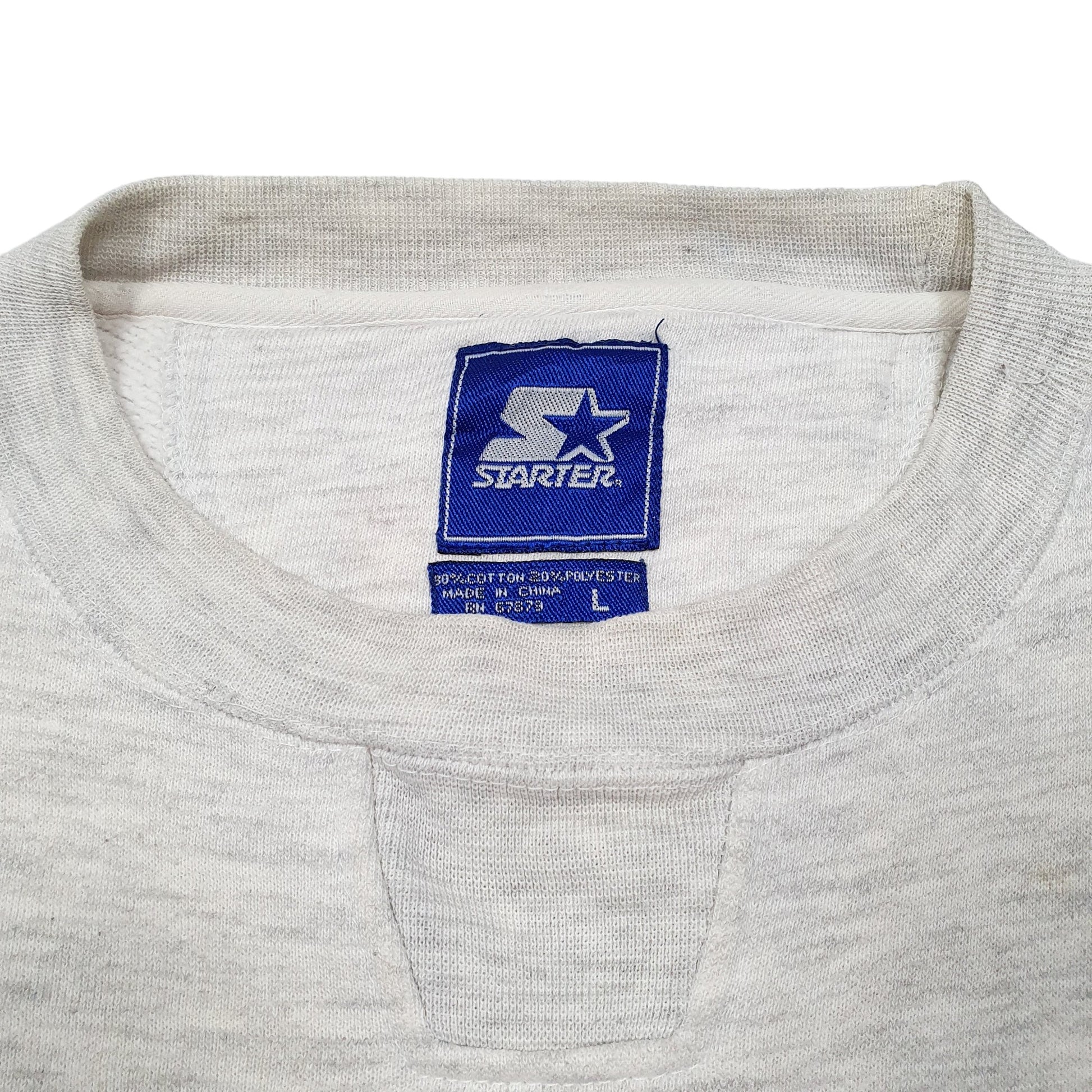 Mens Grey Starter Chicago Bulls Basketball Crewneck Jumper