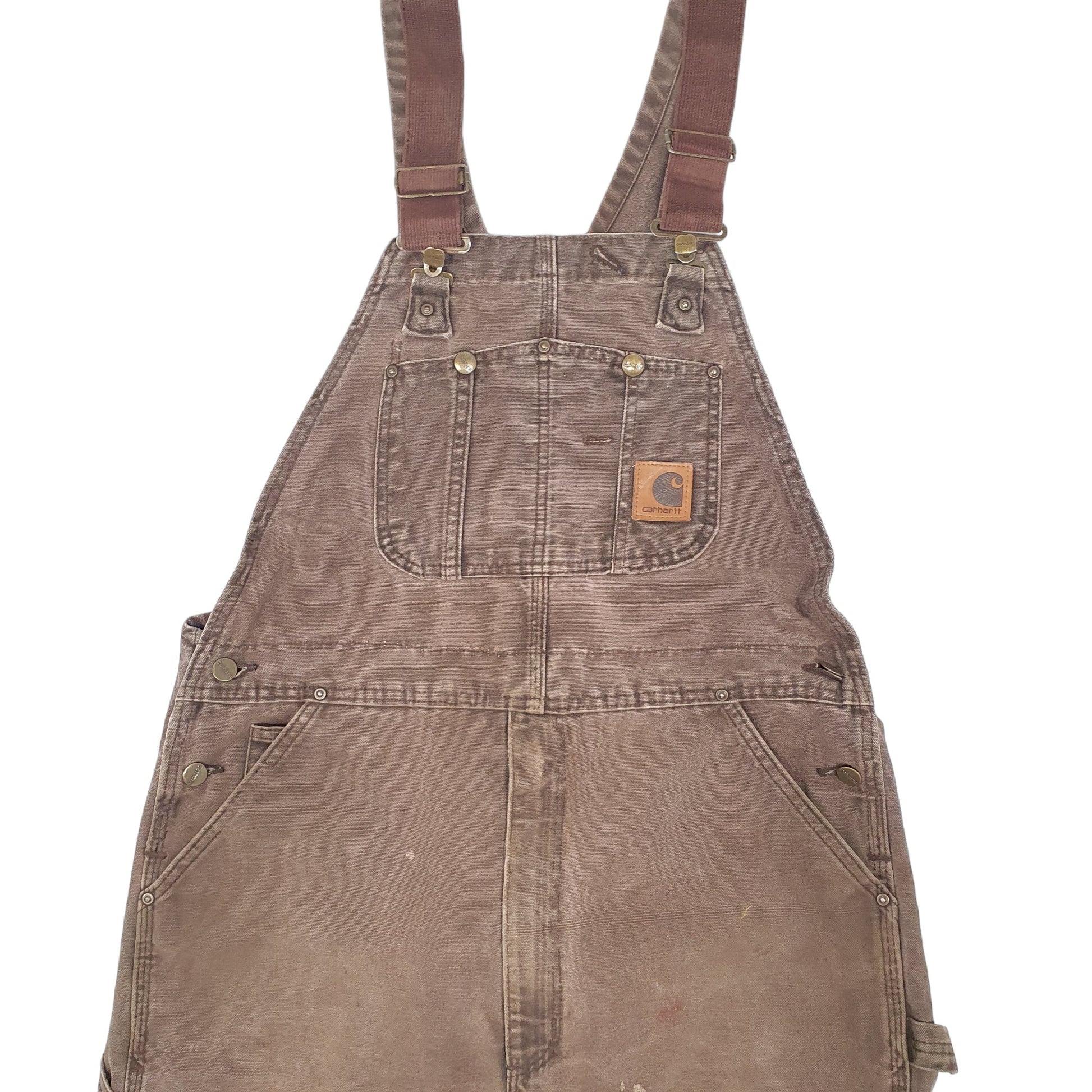 Mens Brown Carhartt Vintage 2000s Double Knee Dungaree Trousers