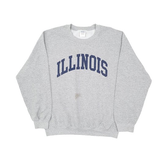 Gildan Illinois USA Vintage Crewneck L Grey