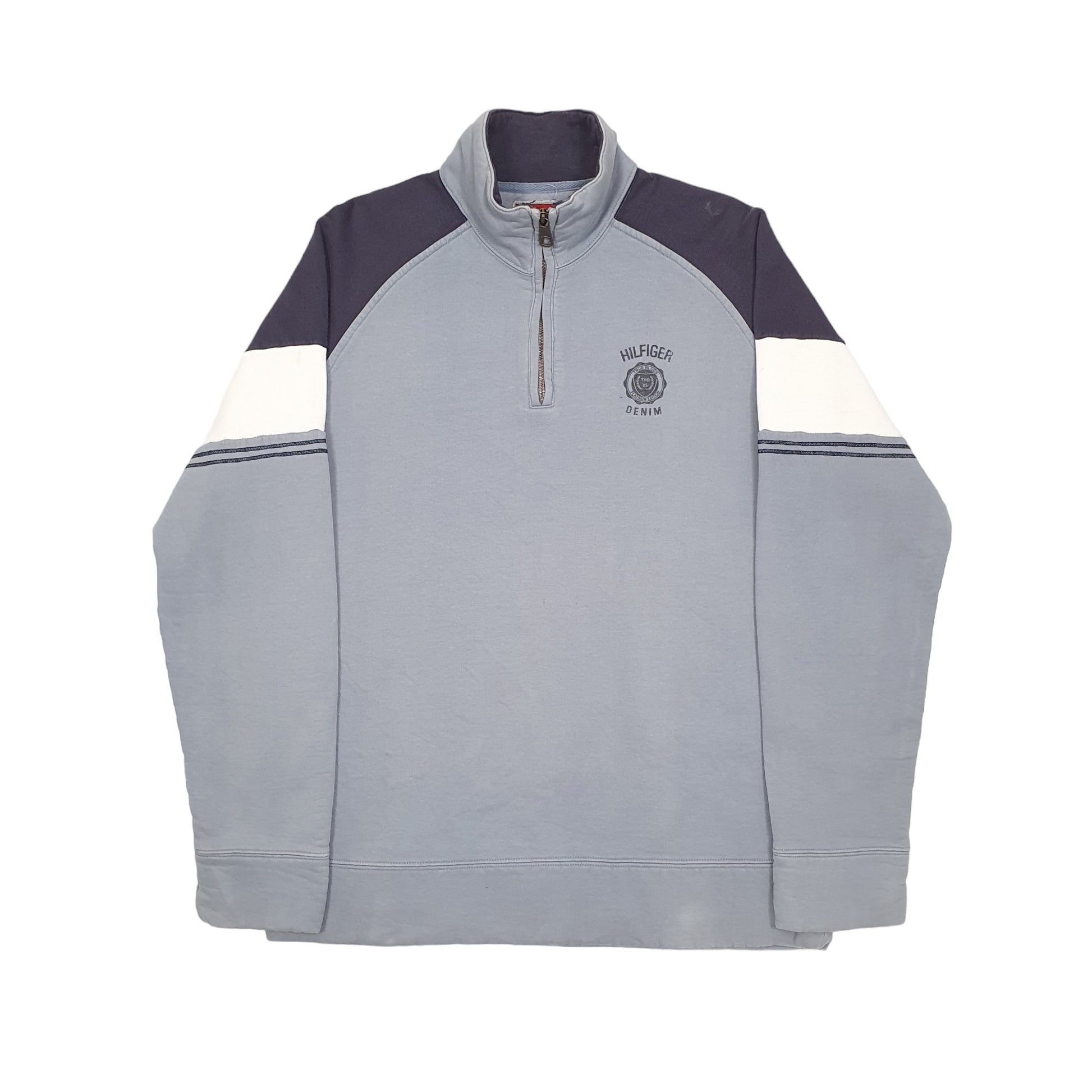Tommy Hilfiger Denims Spellout Quarter Zip M Blue