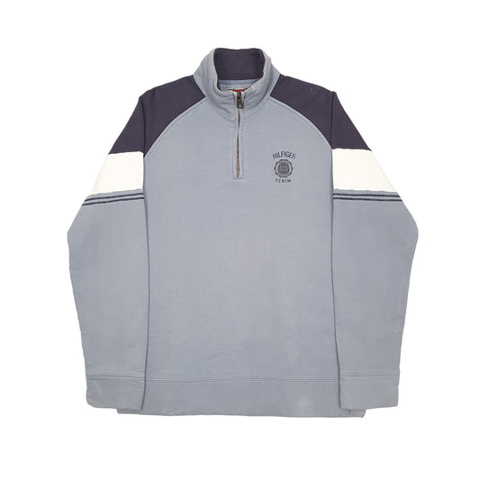 Tommy Hilfiger Denims Spellout Quarter Zip M Blue