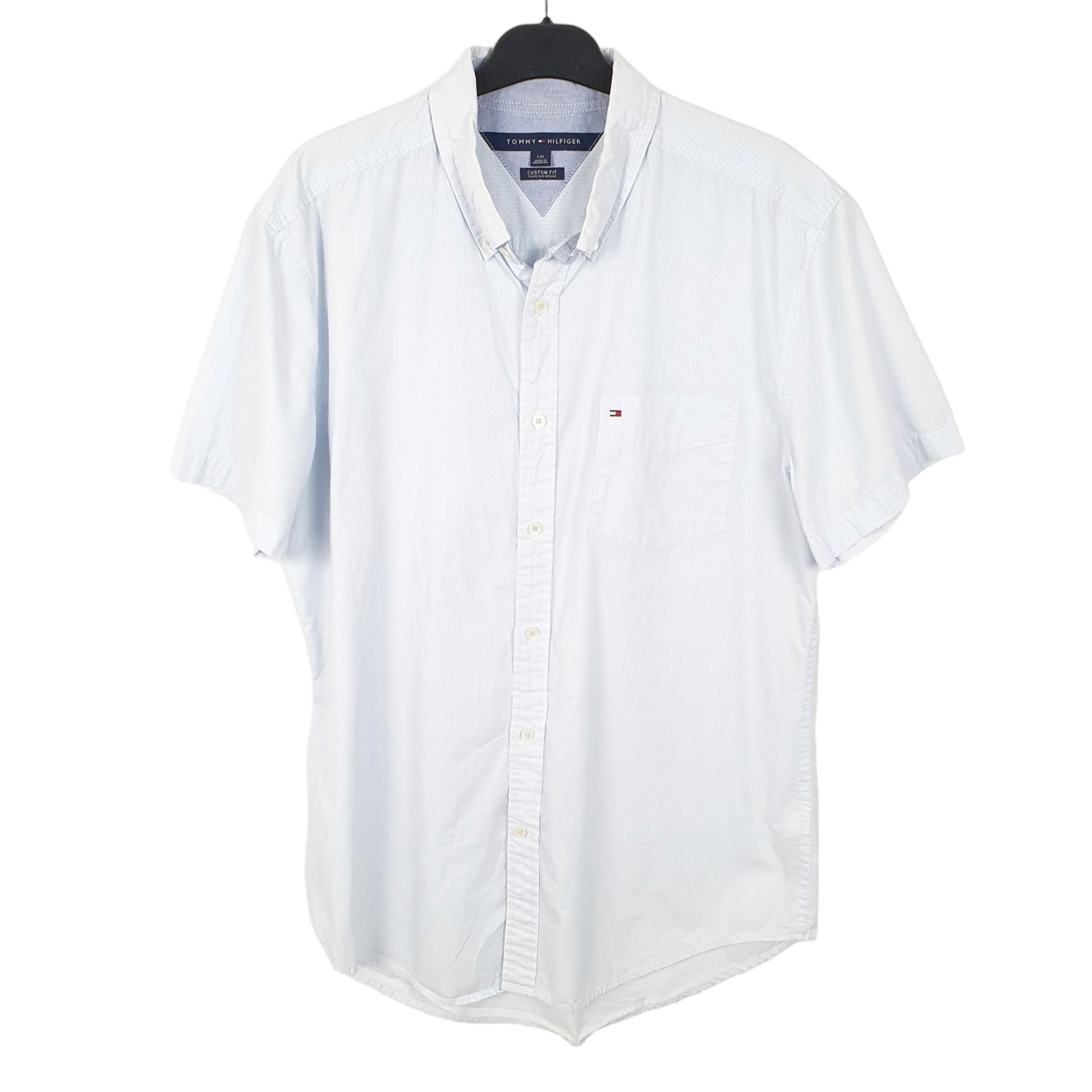Tommy Hilfiger Short Sleeve Custom Fit Shirt Blue