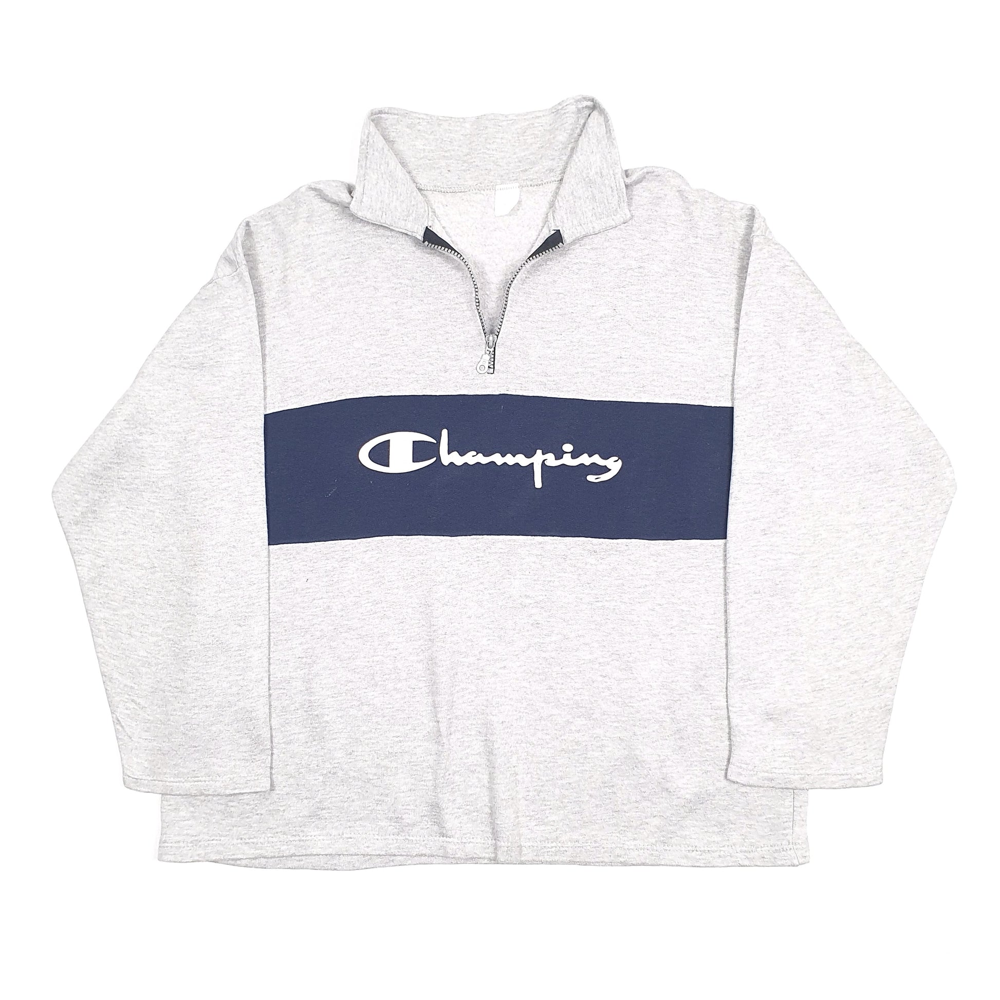 Champion Spellout Quarter Zip L Grey