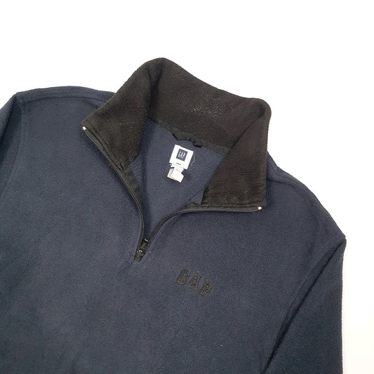 Gap Spellout Quarter Zip Fleece M Navy