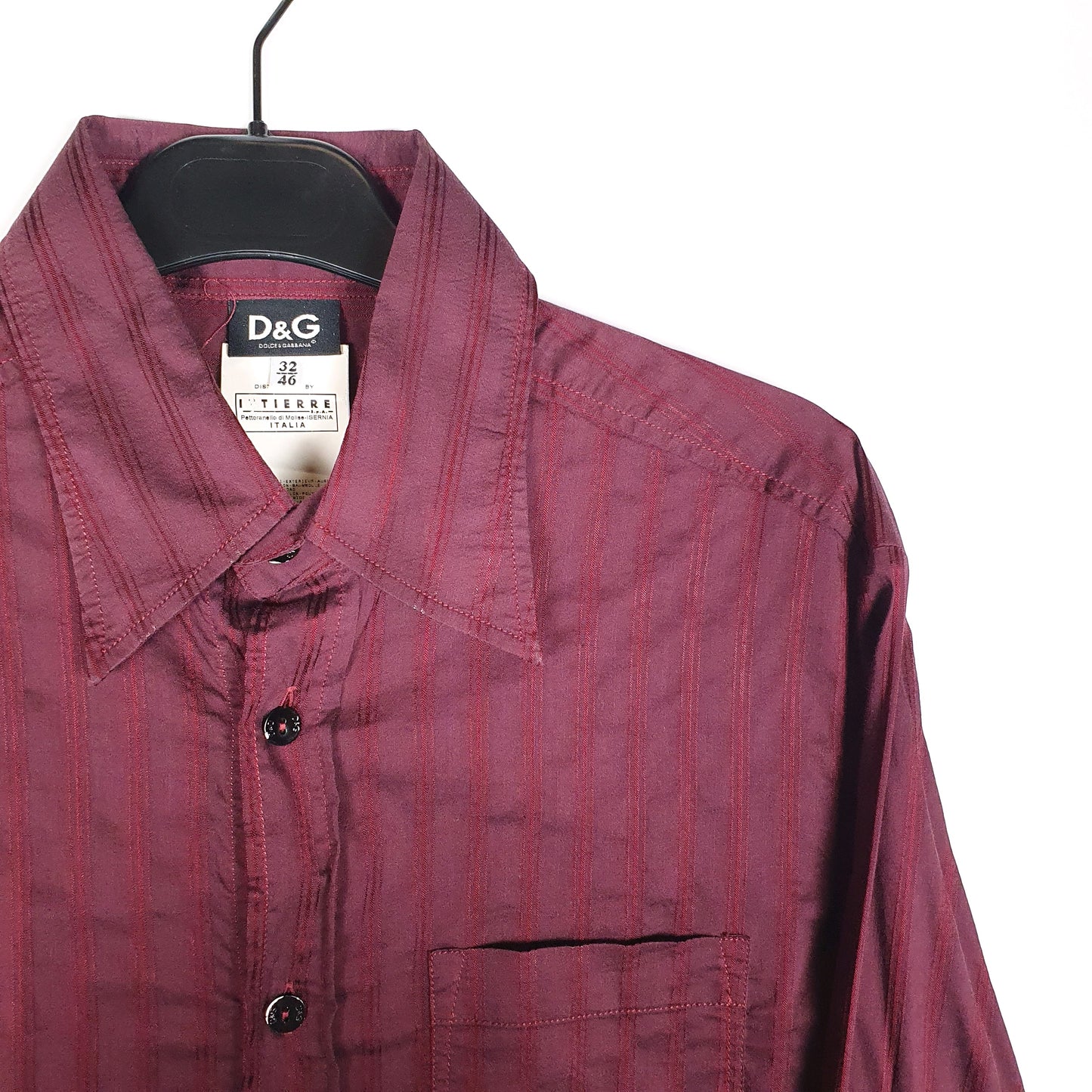 Dolce & Gabbana Long Sleeve Regular Fit Striped Shirt Burgundy