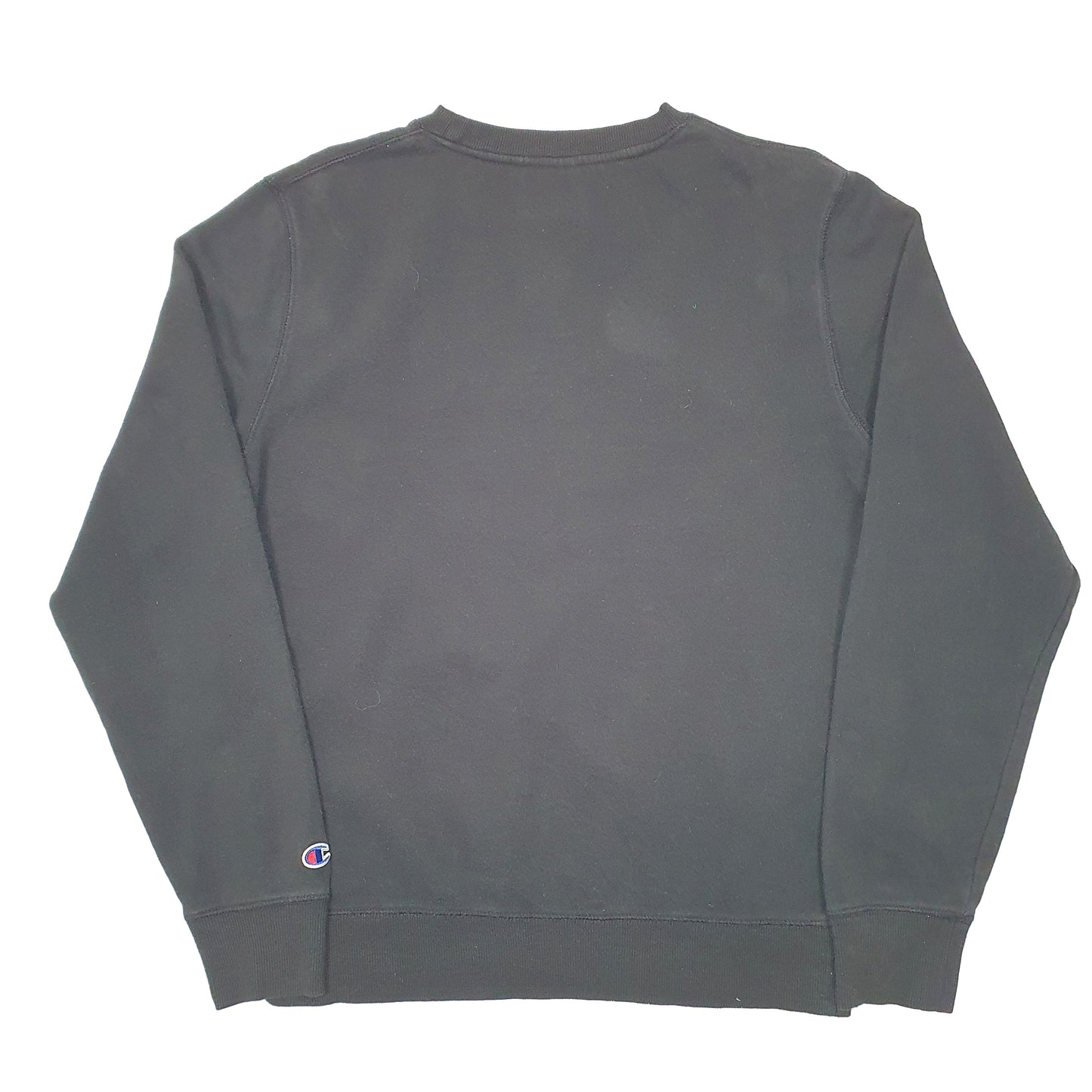 Mens Black Champion Spellout Crewneck Jumper