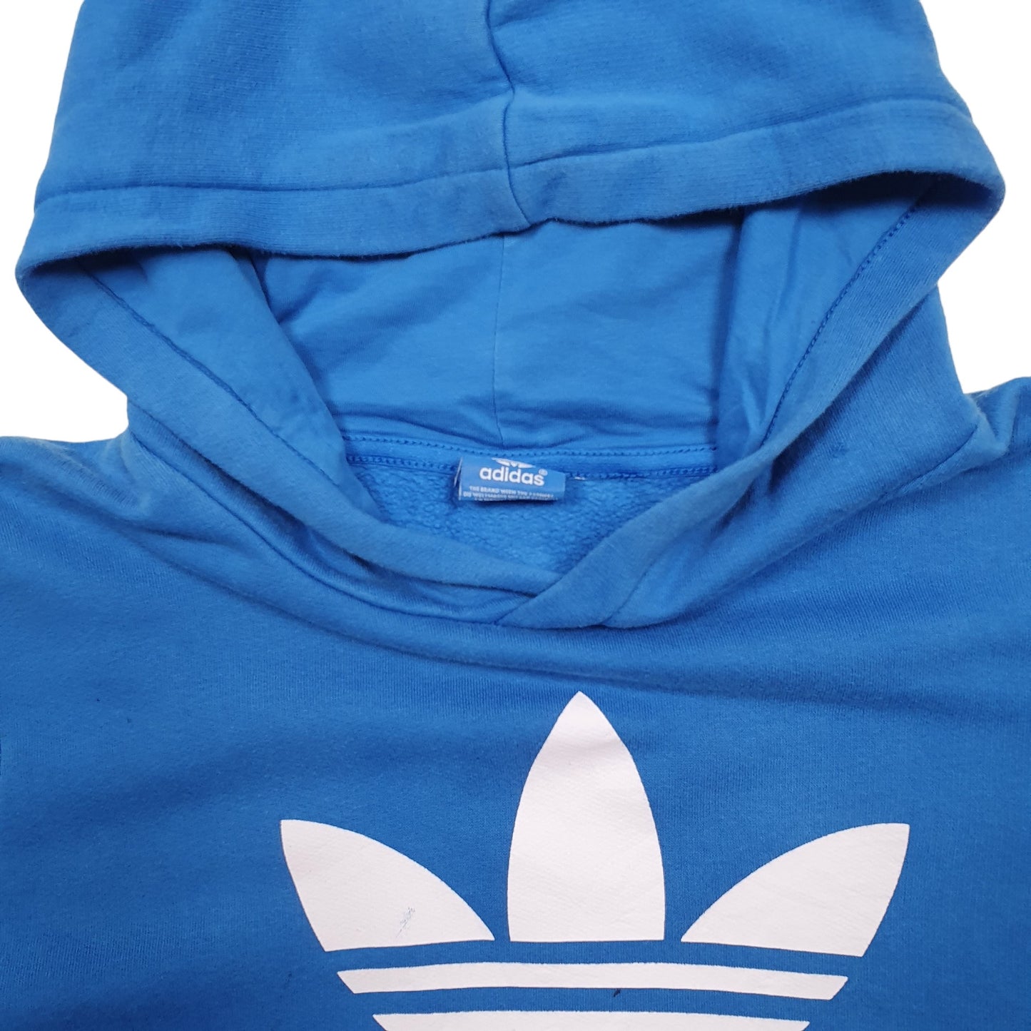 Womens Blue Adidas Spellout Hoodie Jumper