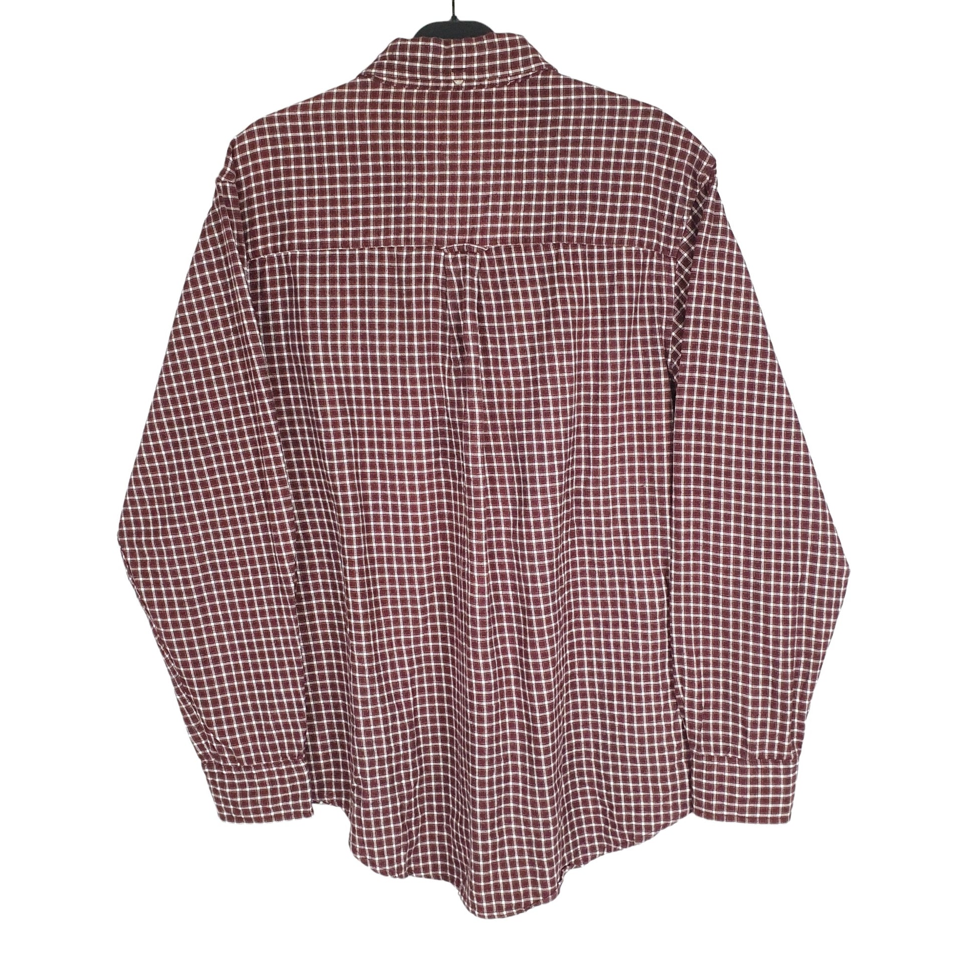 Ivy Crew Flannel Shacket Long Sleeve Regular Fit Check Shirt Burgundy