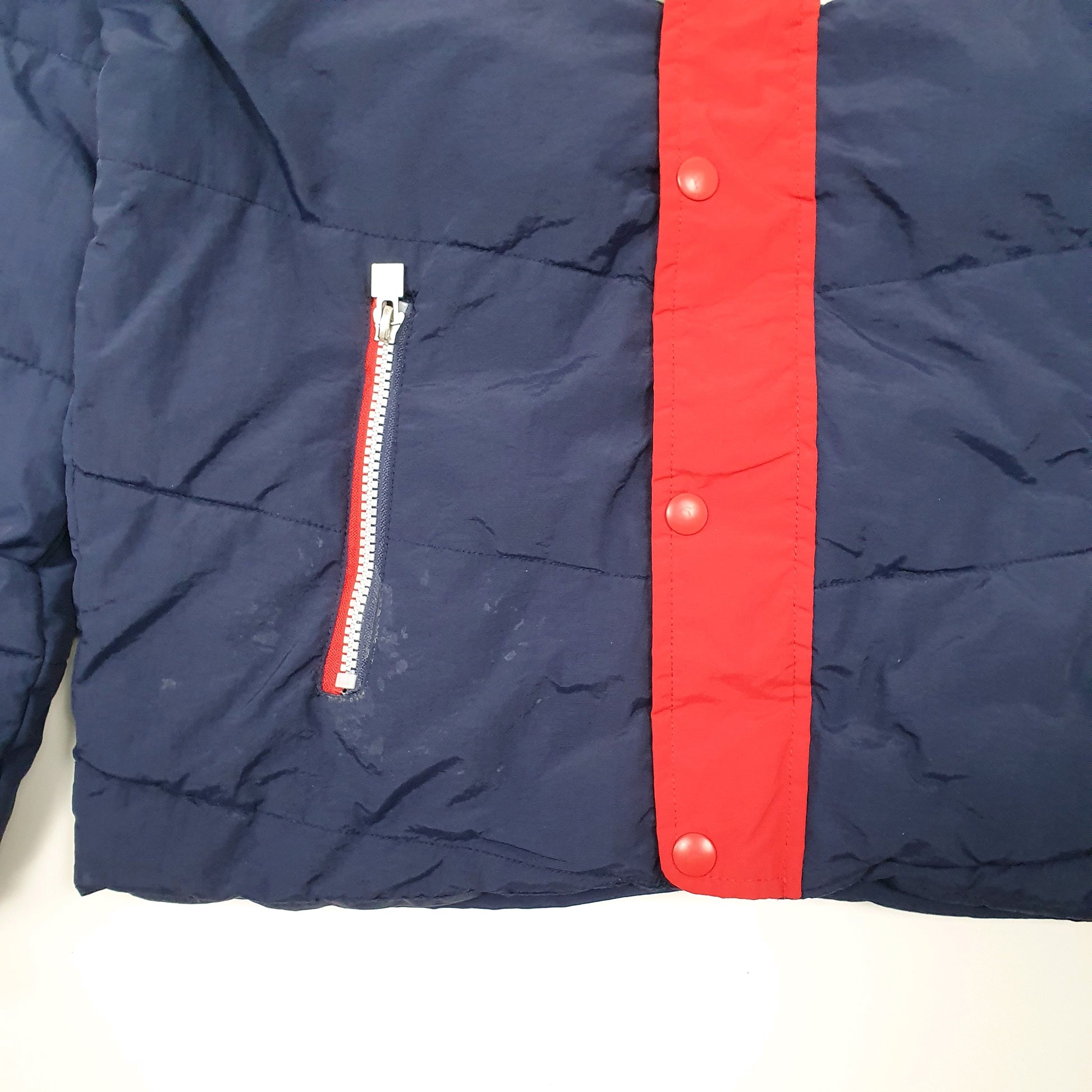 Mens Navy Fila Spellout Puffer Jacket Coat