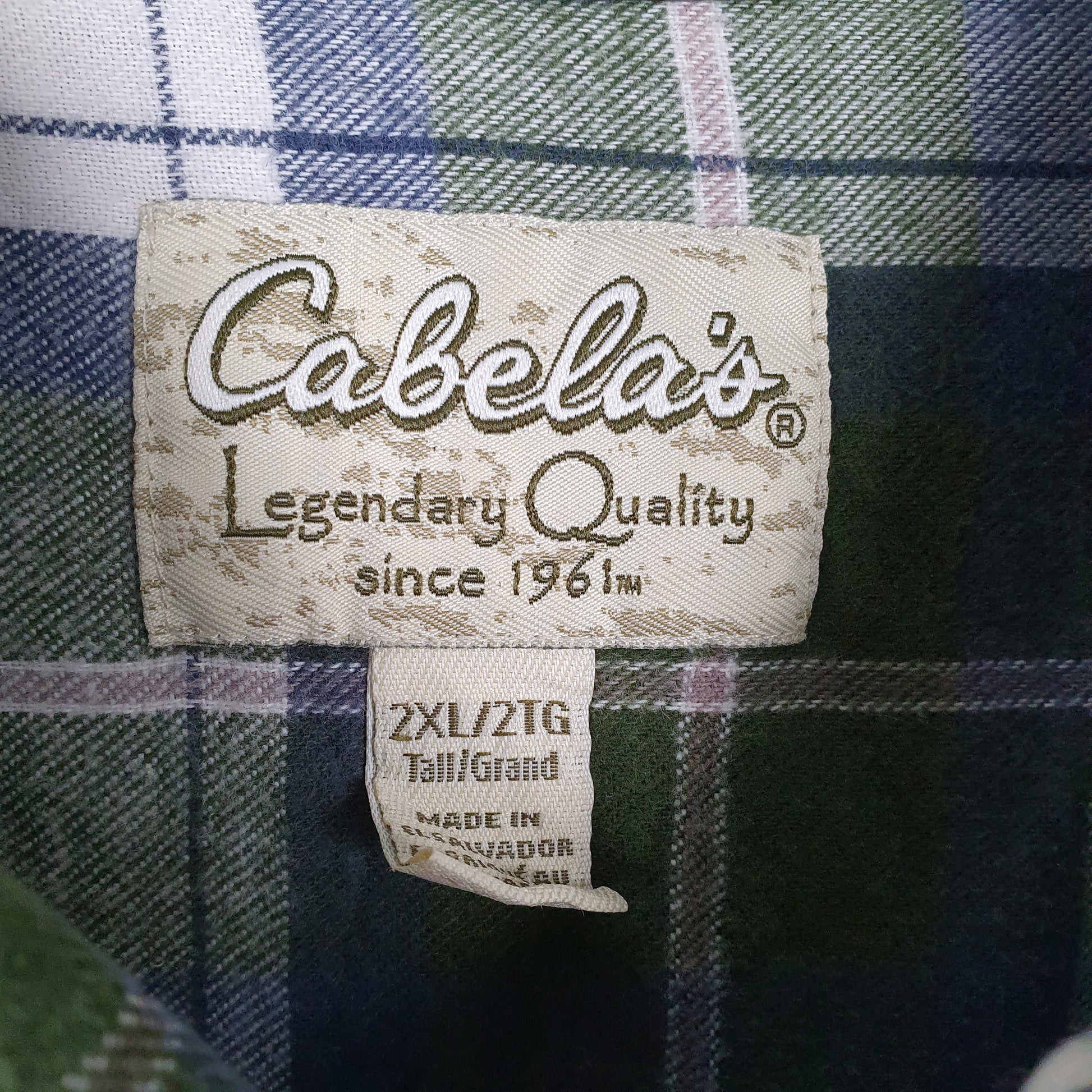 Cabela's Flannel Shacket Tall Long Sleeve Regular Fit Check Shirt Green