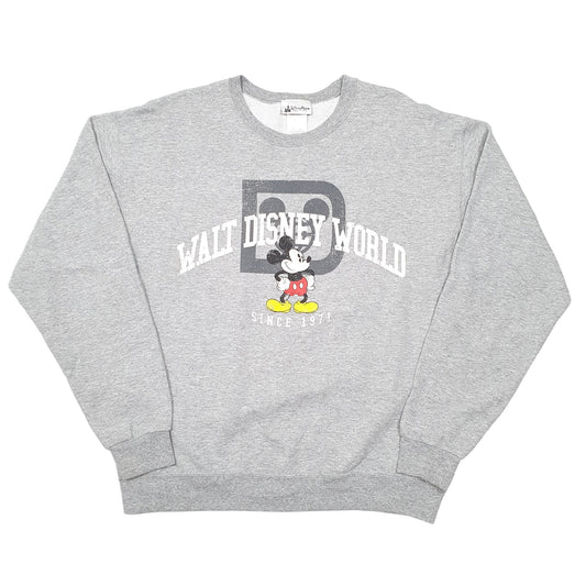 Mens Grey Disney World Mickey Mouse Crewneck Jumper