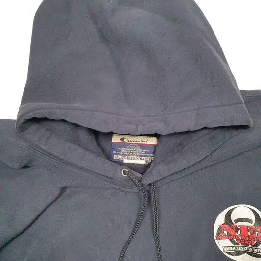 Mens Navy Champion Reverse Weave Zombie Response Team Hoodie Jumper