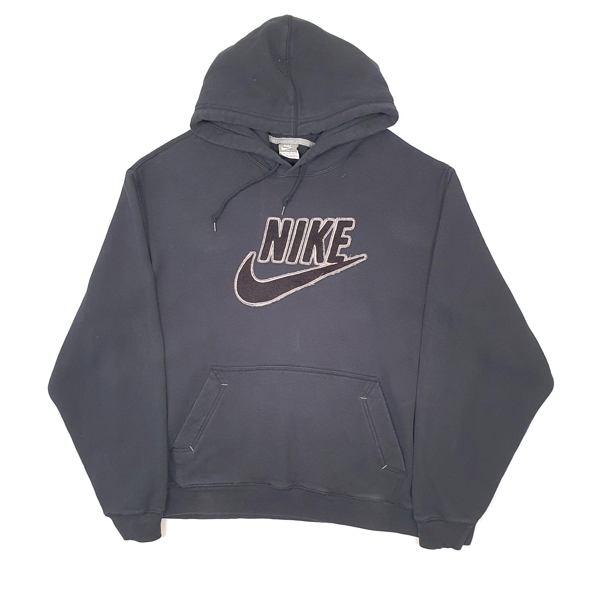 Mens Black Nike Vintage 2000s Spellout Embroidered Hoodie Jumper