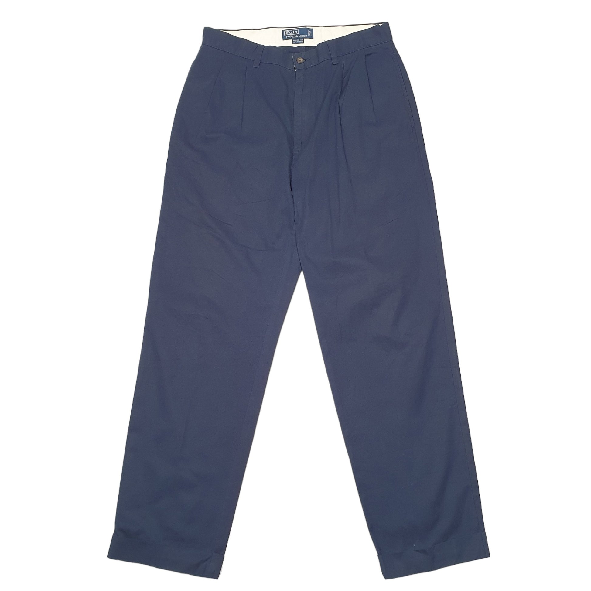 Mens Navy Polo Ralph Lauren Hammond Pant Double Pleated Chino Trousers