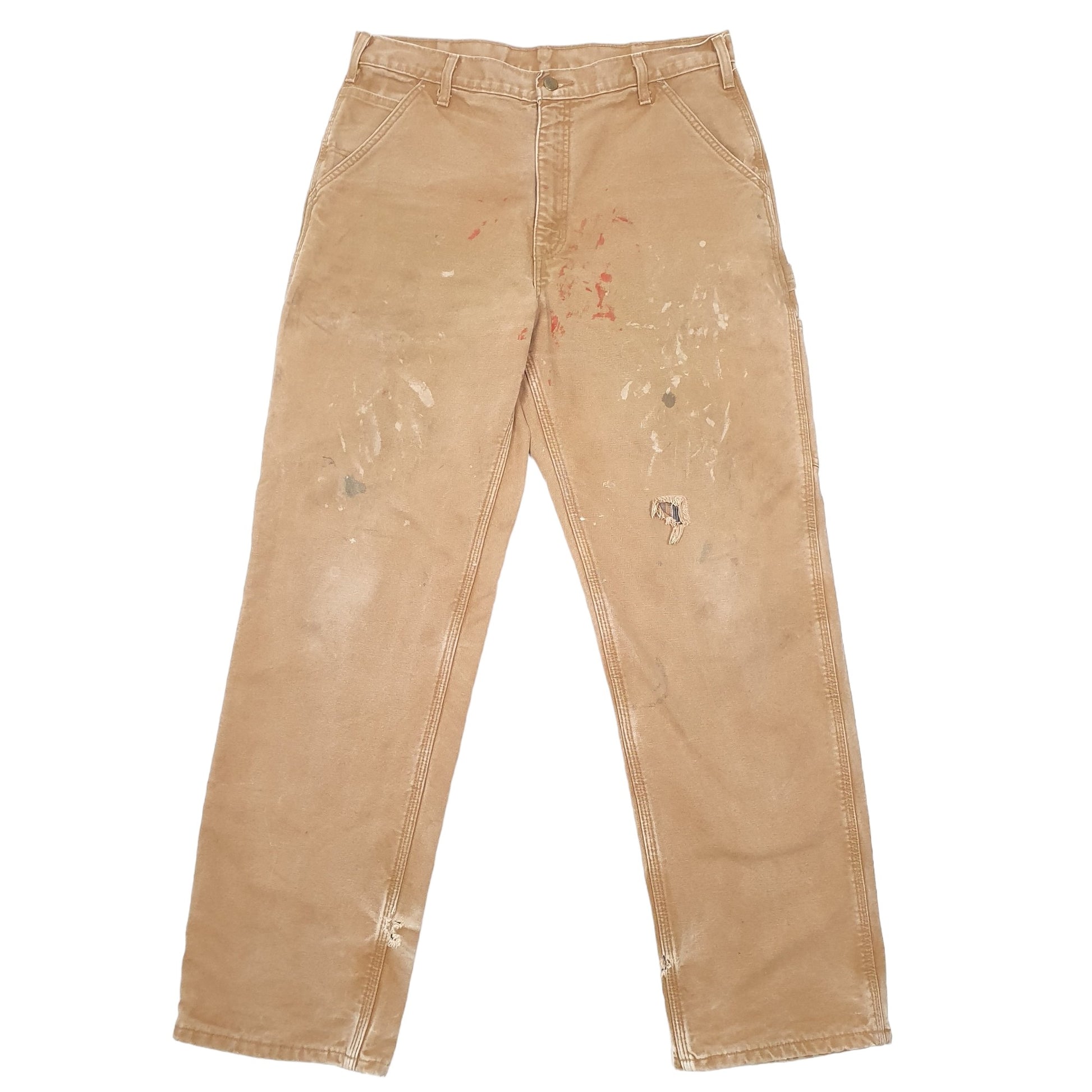 Mens Tan Carhartt Thermal Lined Winter Carpenter Trousers