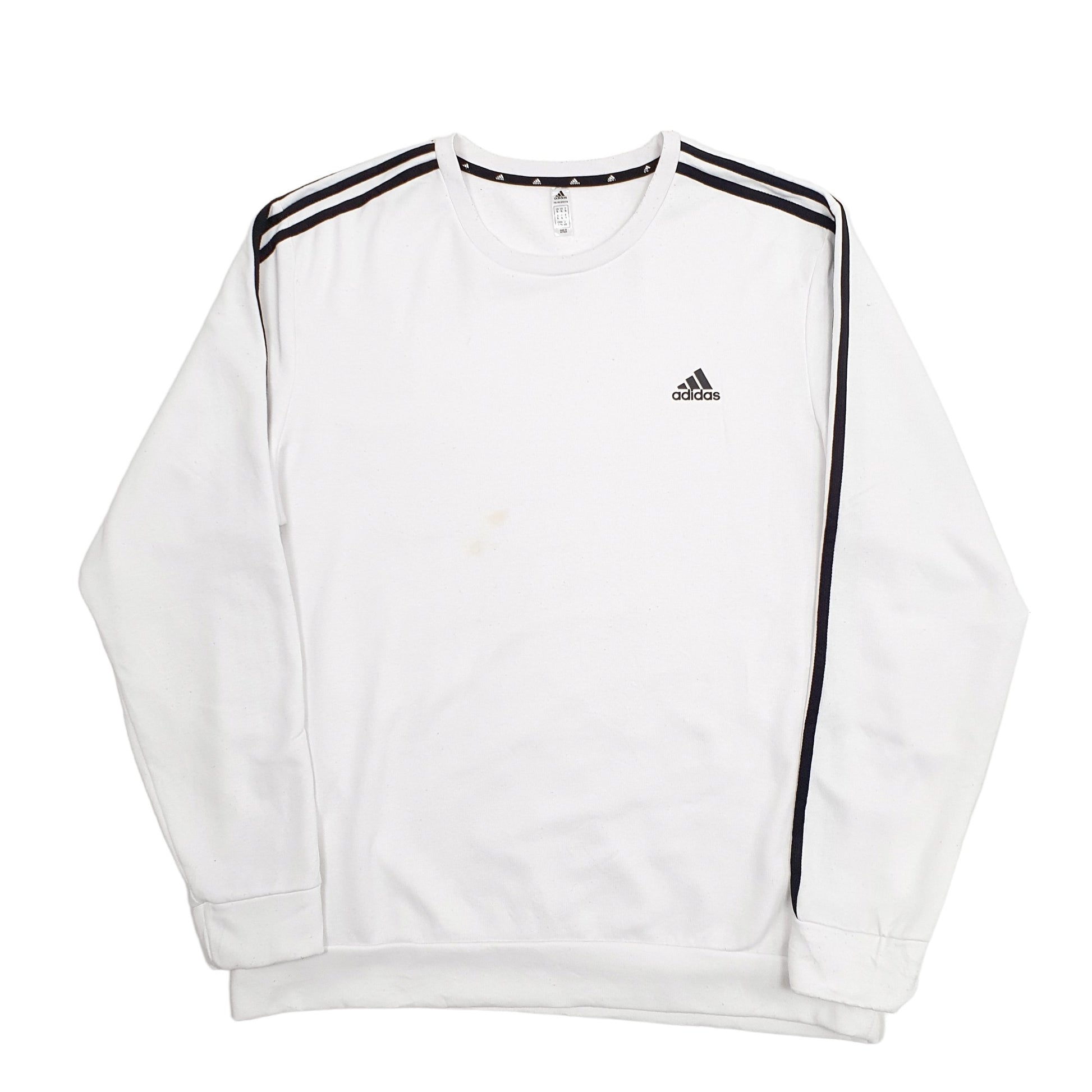 Mens White Adidas  Crewneck Jumper
