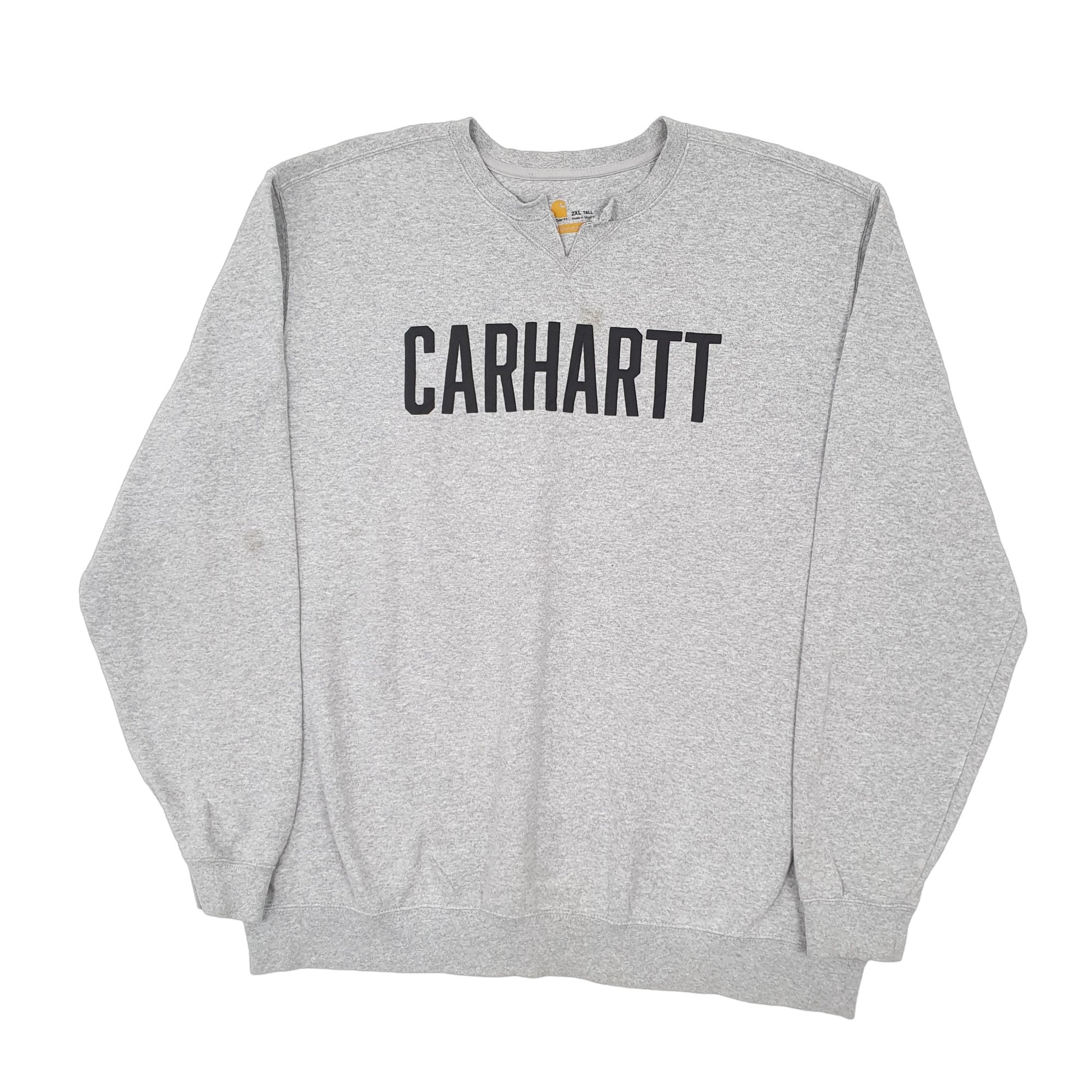 Mens Grey Carhartt Spellout Crewneck Jumper