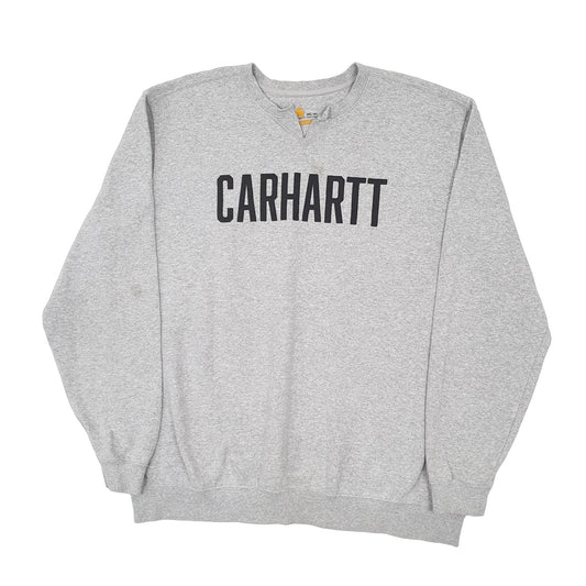 Mens Grey Carhartt Spellout Crewneck Jumper