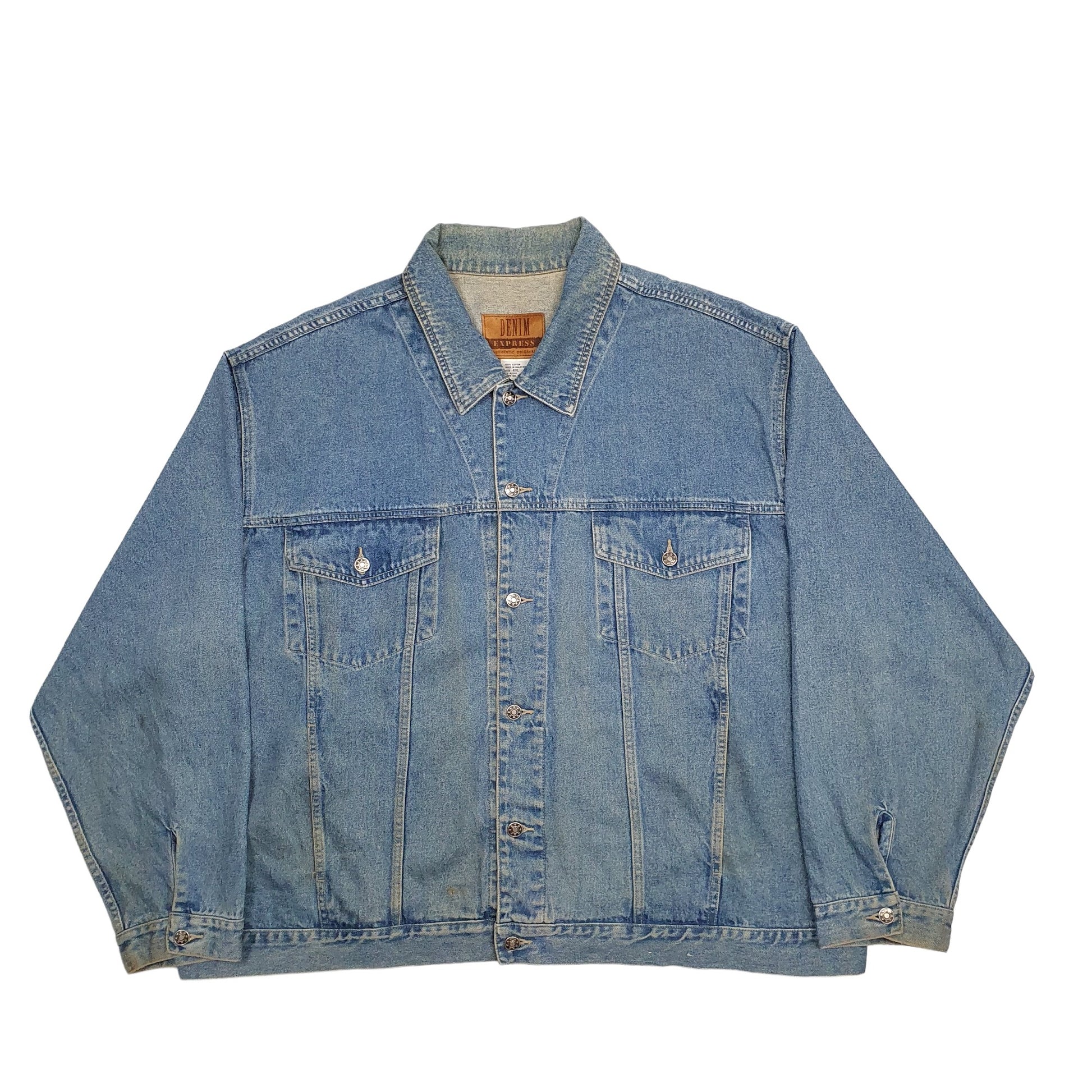 Mens Blue Denim Express Trucker Denim Jacket Coat