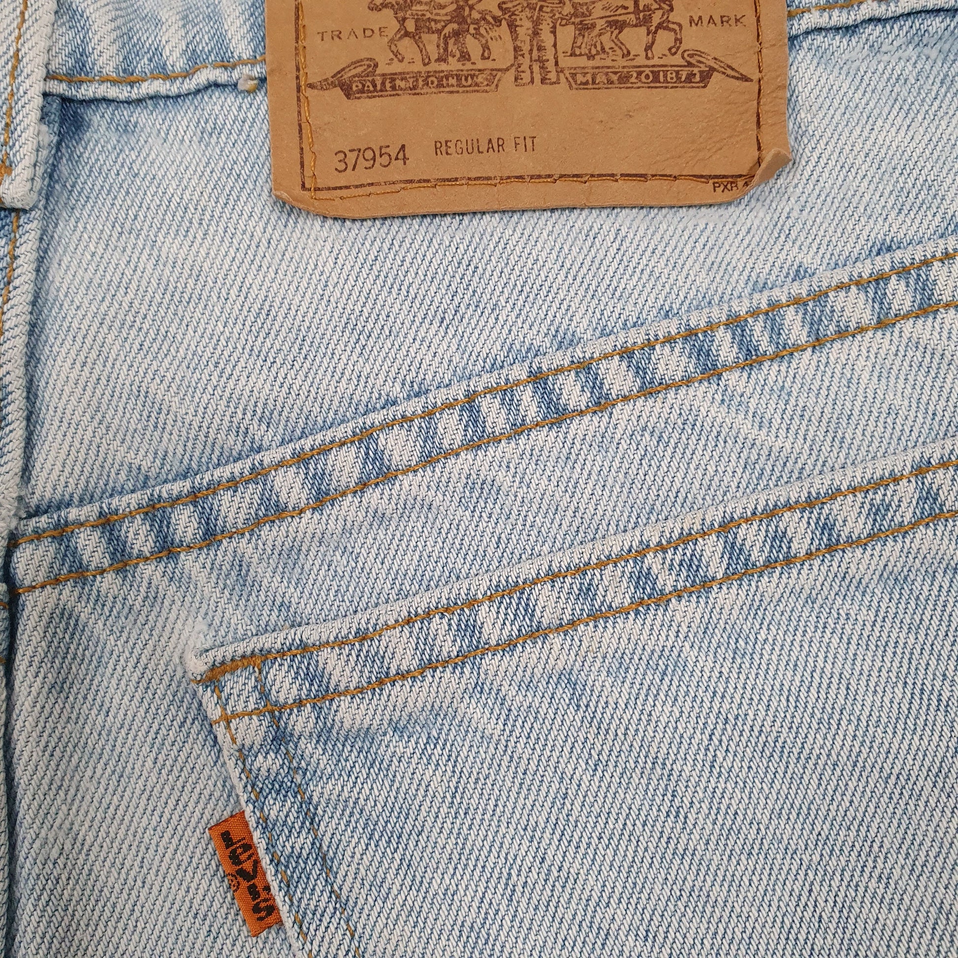 Levis Vintage Orange Tab Blue Denim Jeans Shorts UK Blue