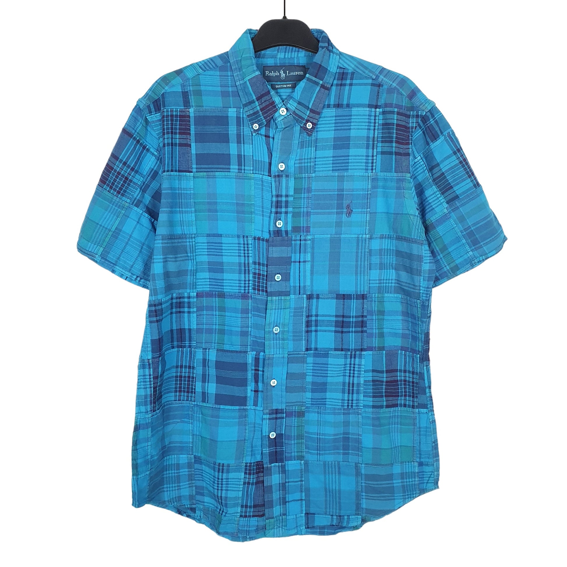 Ralph Lauren Short Sleeve Custom Fit Check Shirt Blue