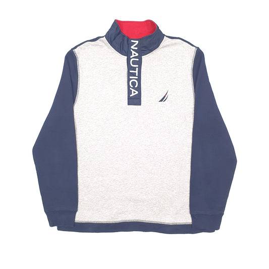 Nautica Spellout Quarter Zip L Grey